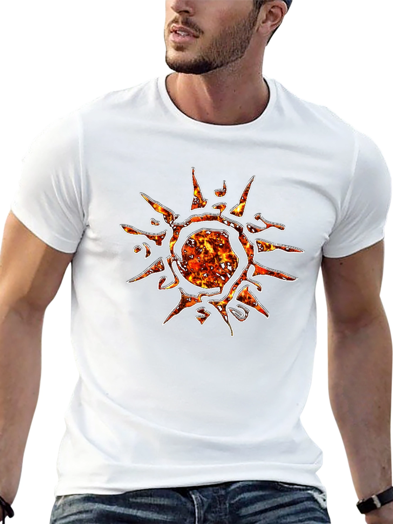Black Fiery Sun Graphic Black T-Shirt view 13