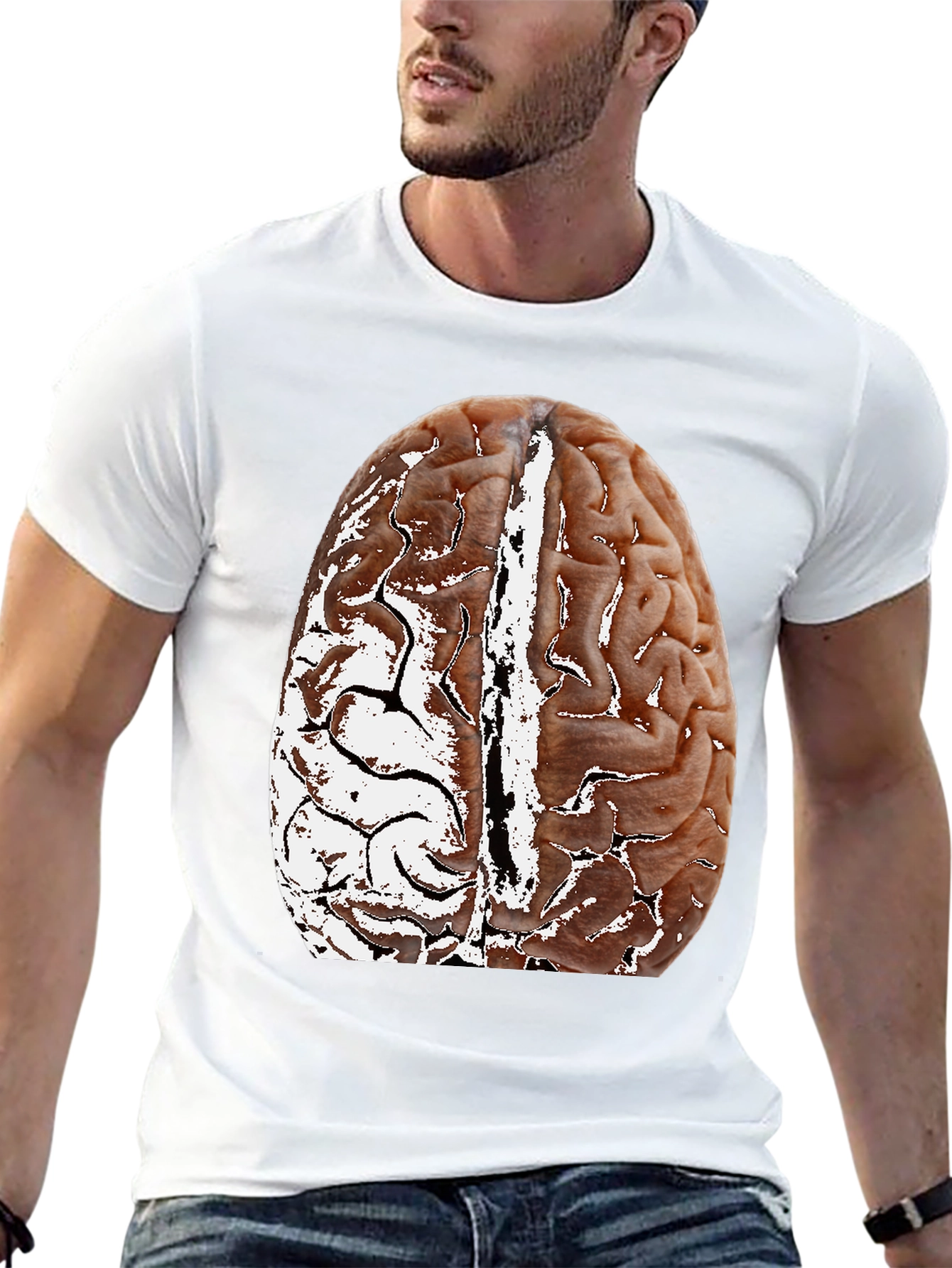 Black Brain Graphic Black T-Shirt - Anatomical Design view 13