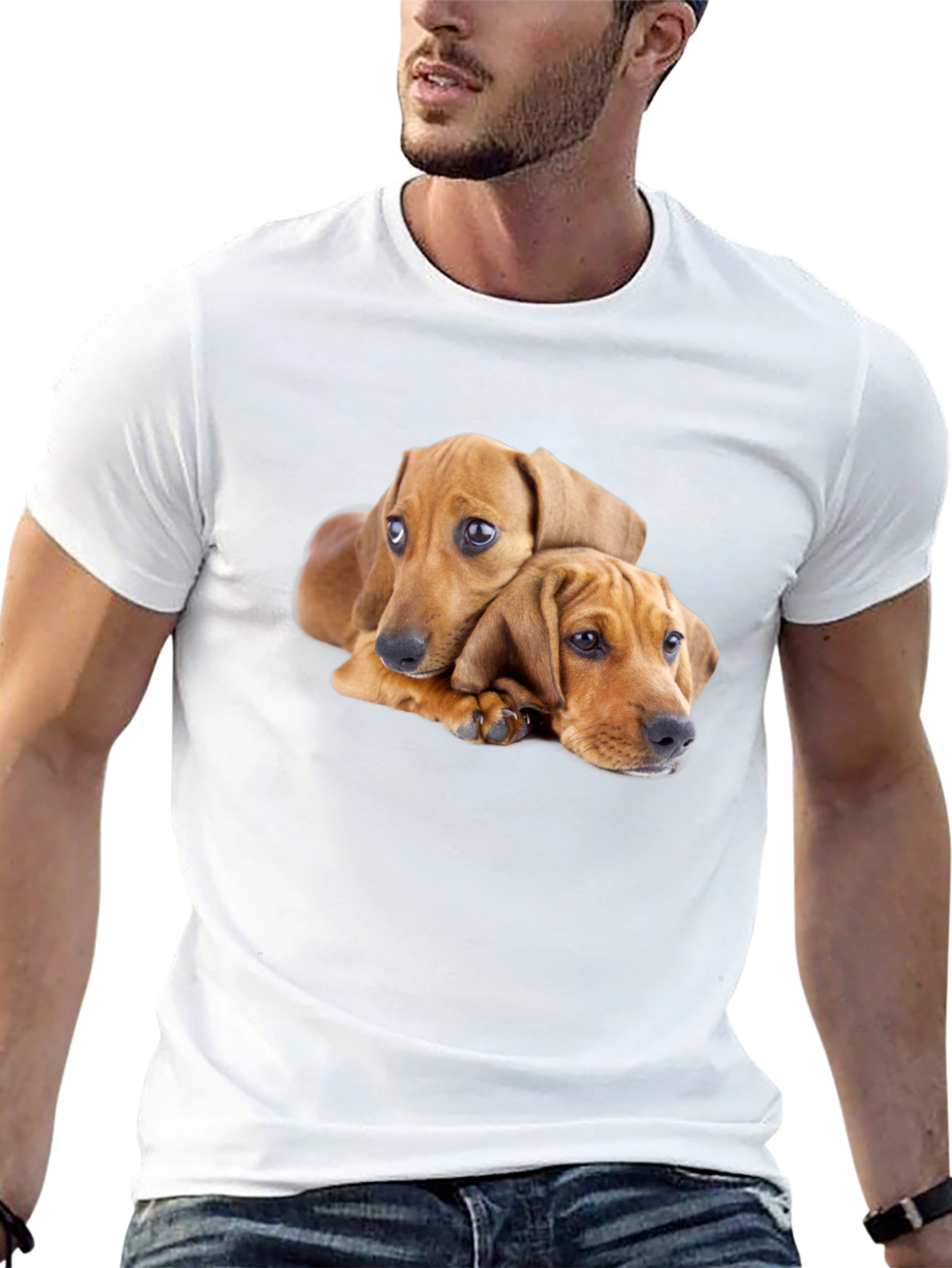 Black Cute Puppies Graphic Black T-Shirt view 13