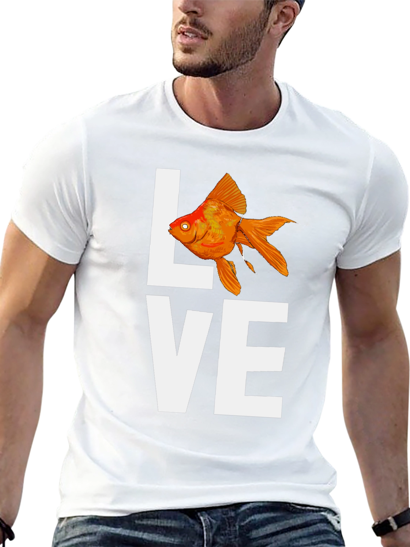 Black Love Goldfish T-Shirt - Unique Graphic Tee view 13
