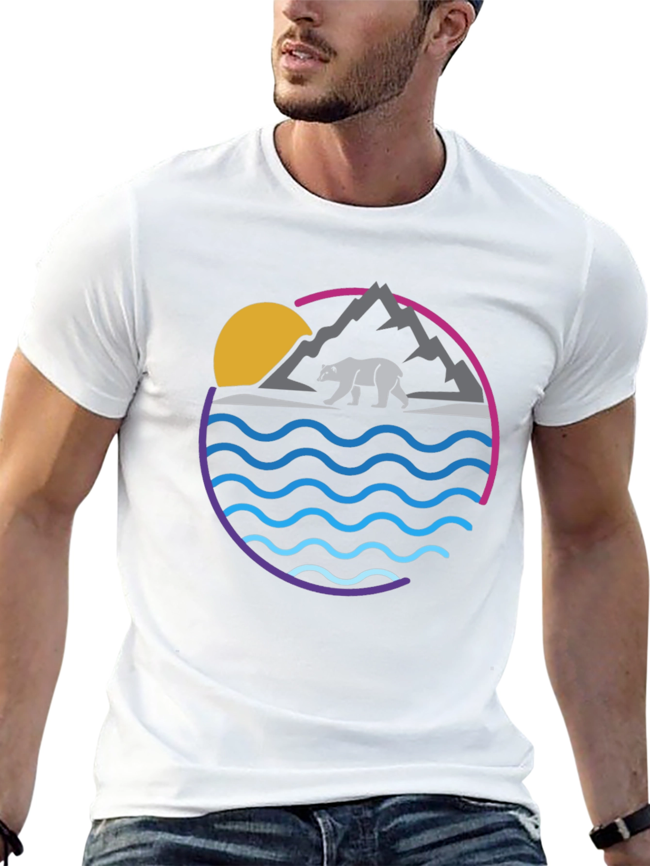 Bear Mountain Wave Graphic Tee - Cool Nature Shirt - 13