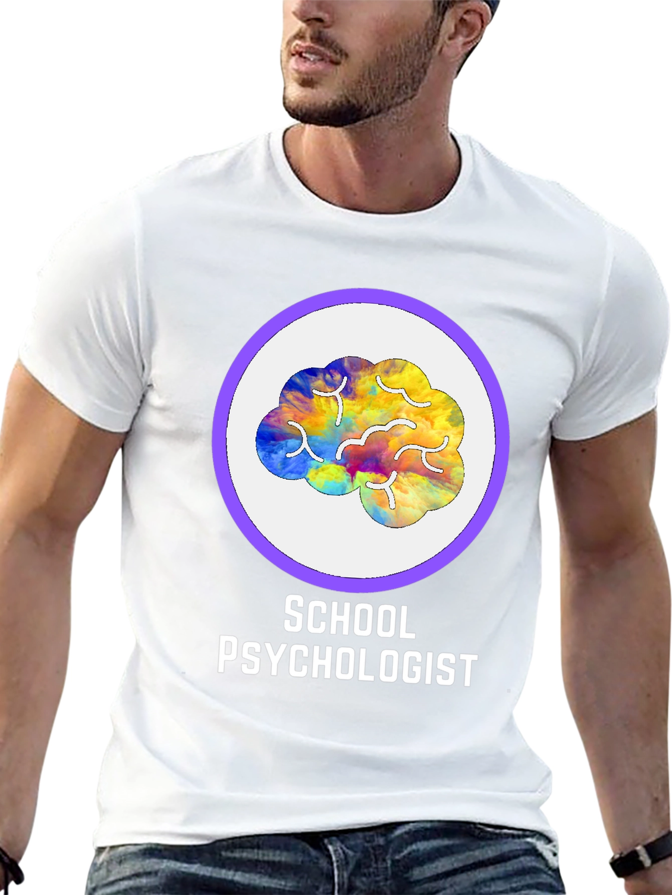 Black School Psychologist Brain Graphic Tee view 13