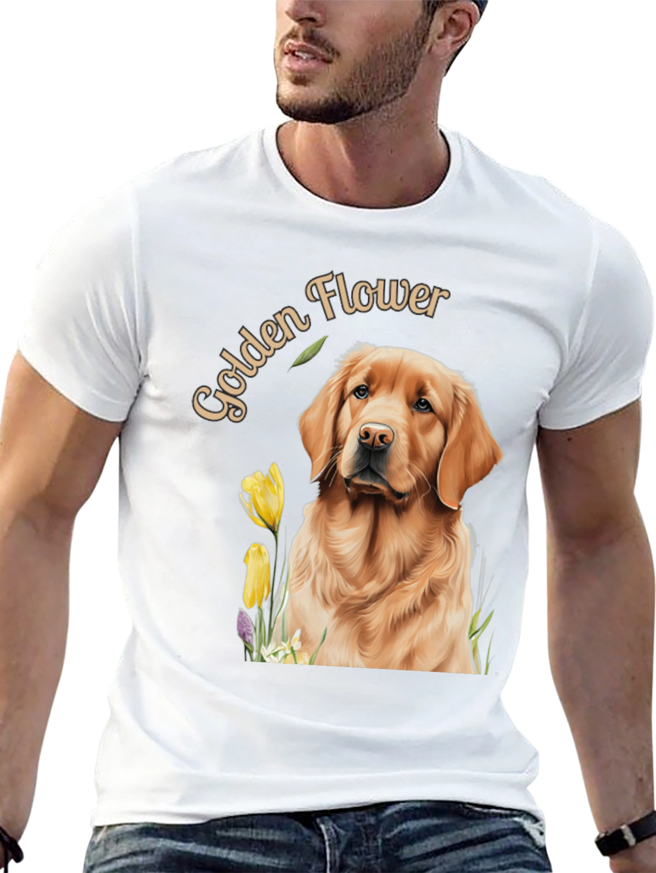 Black Golden Flower Dog Graphic Tee view 13