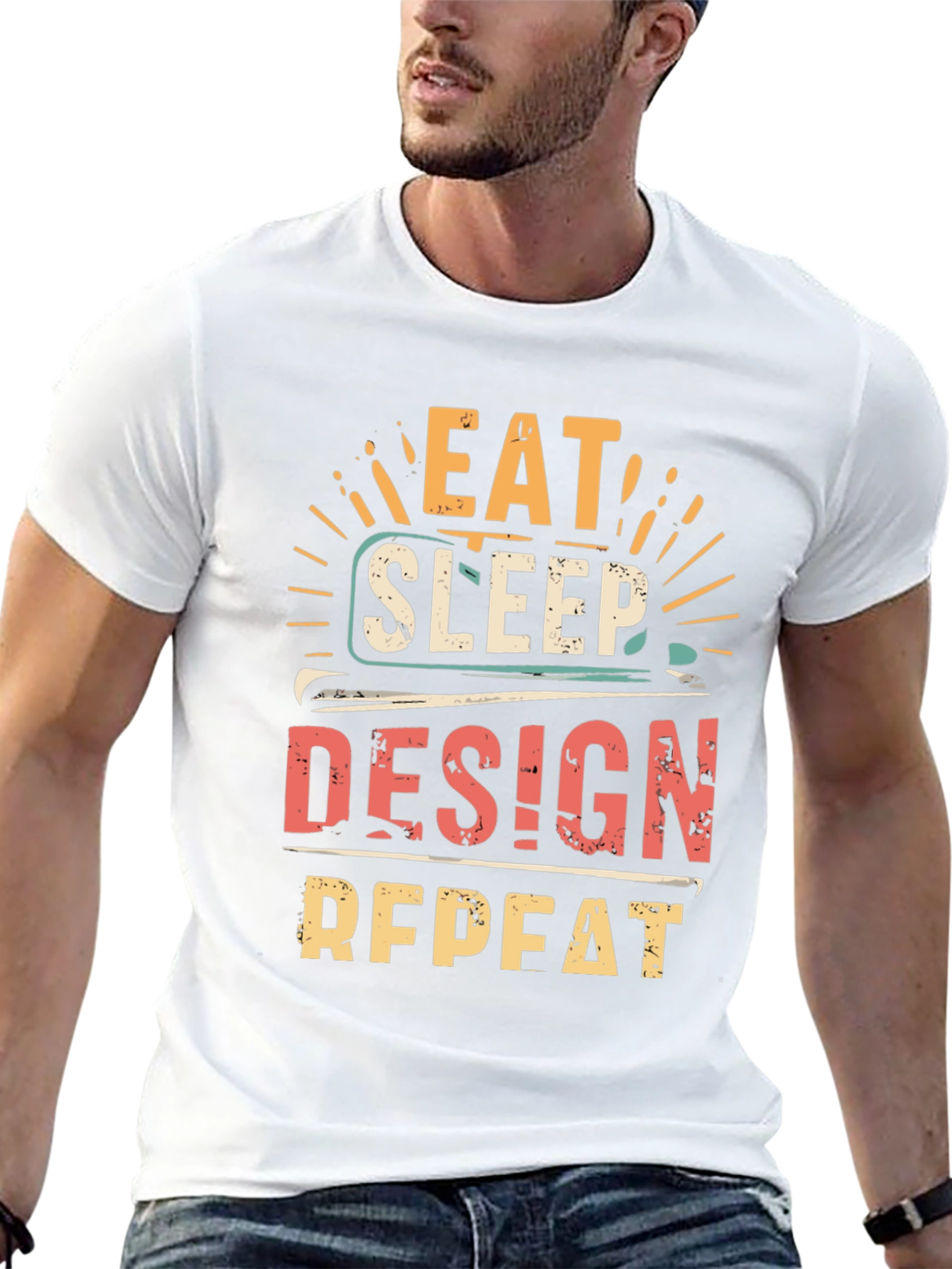 Black Eat Sleep Design Repeat T-Shirt view 13