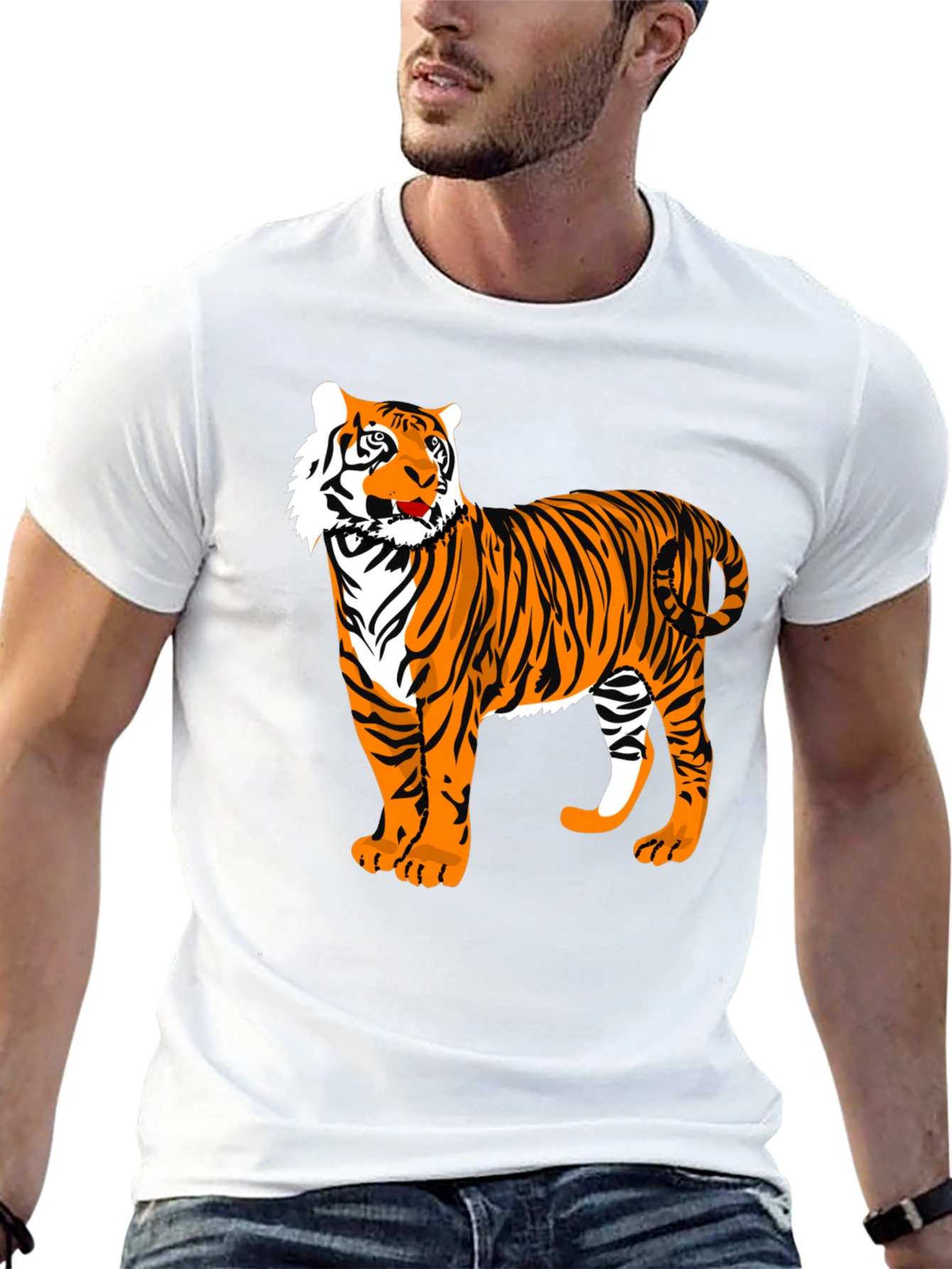 Black Bold Tiger Graphic Tee - Black Cotton view 13