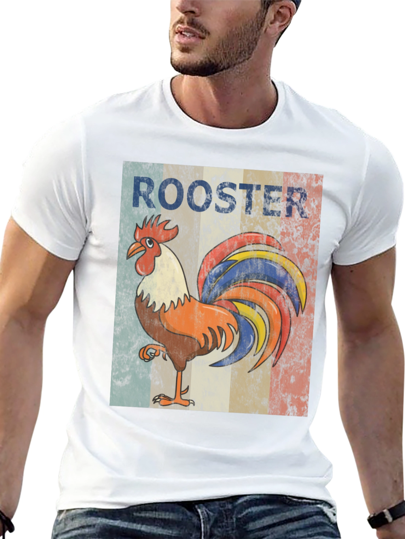 Black Vintage Rooster Graphic Tee - Stylish Casual Wear view 13