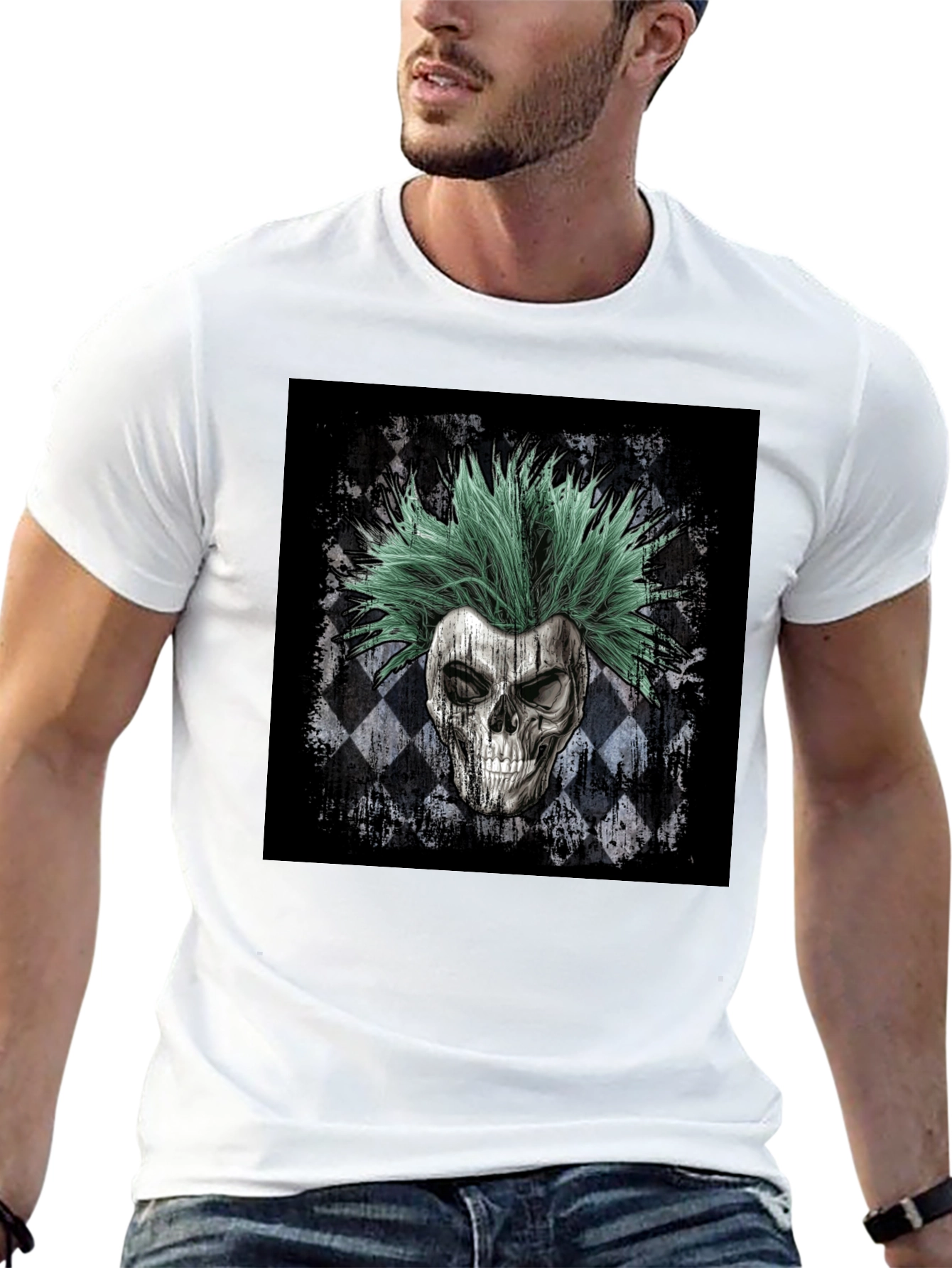 Skull Punk T-Shirt - Men's Black Graphic Tee - 13