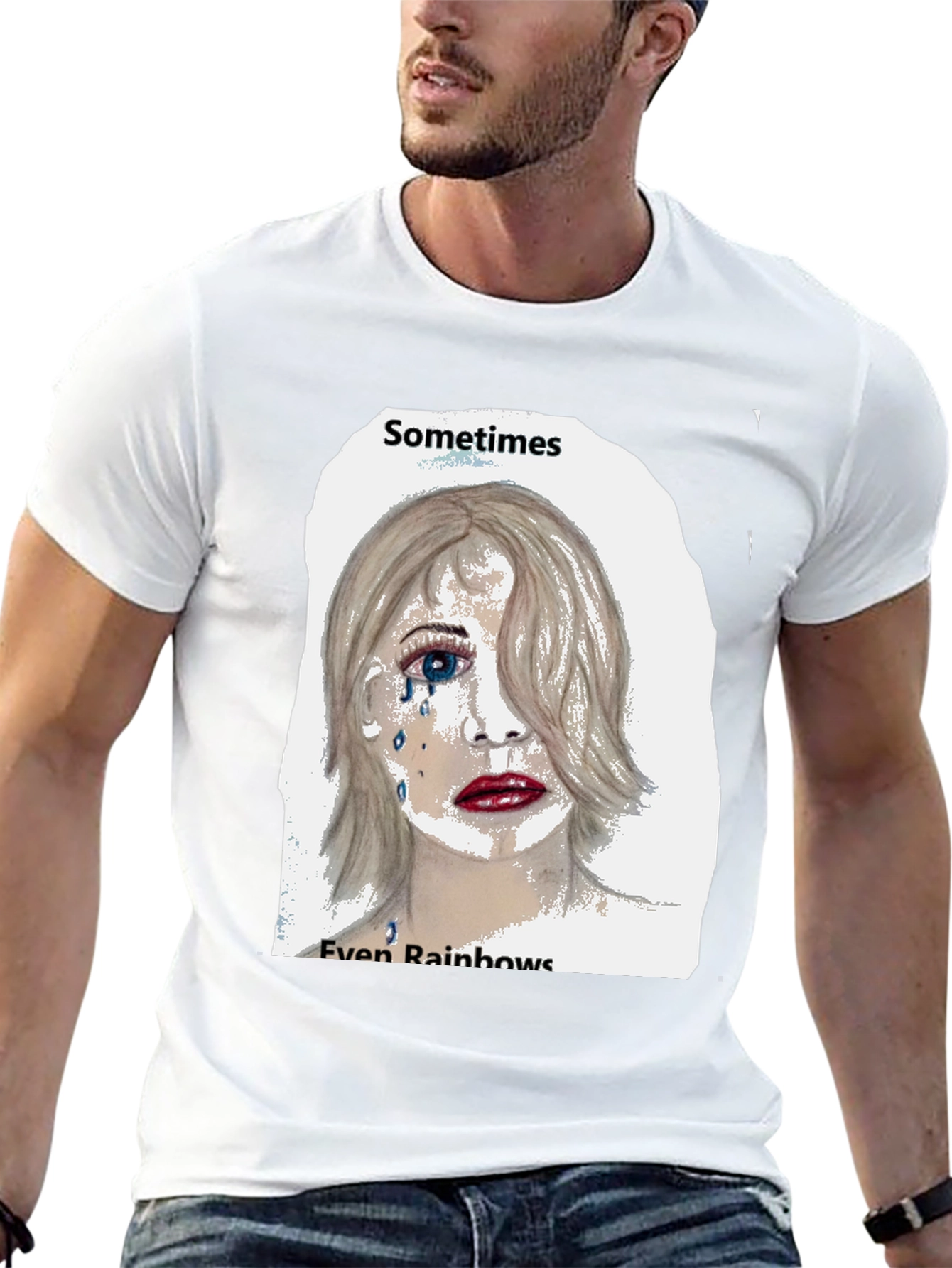 Black Emo Tears T-Shirt: Sometimes Even Rainbows view 13