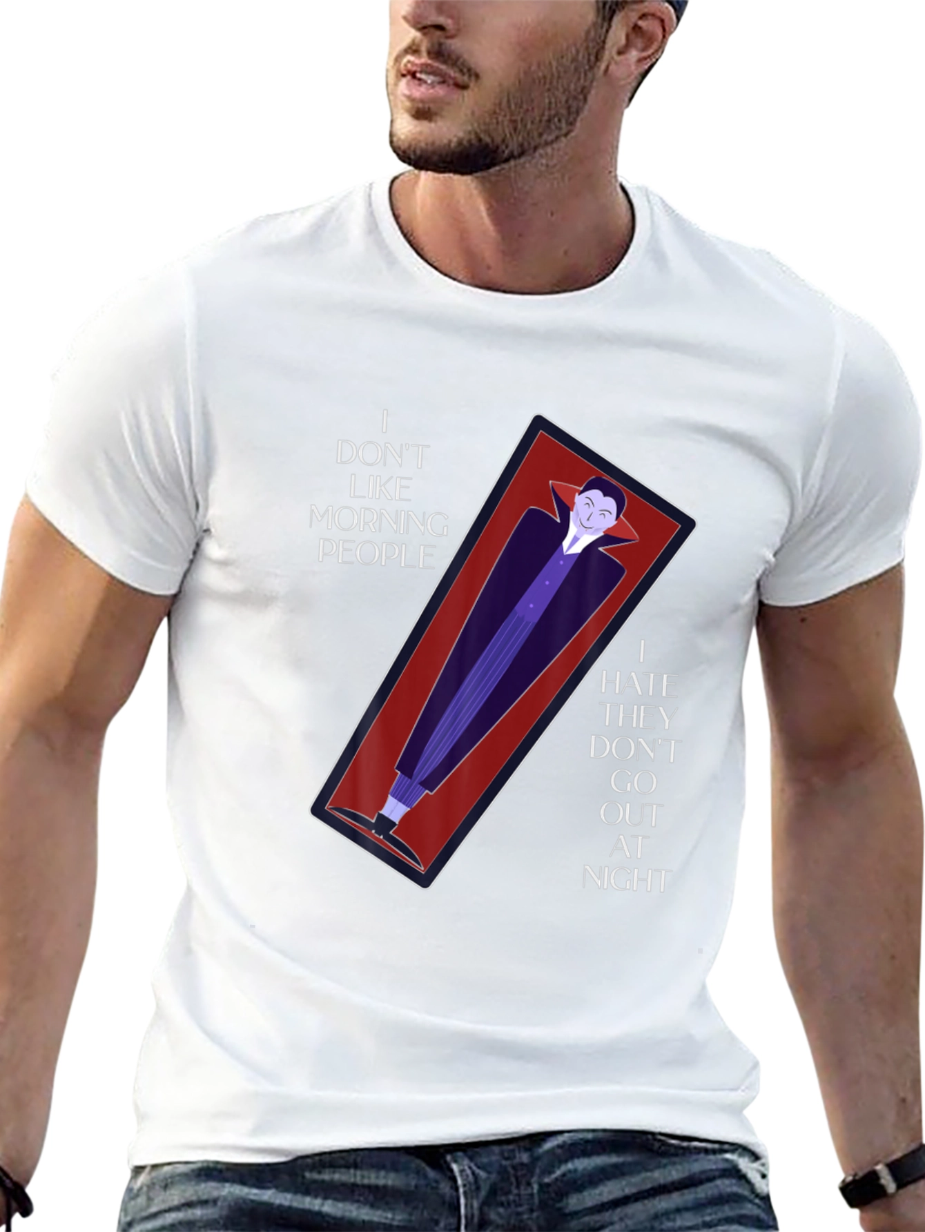 Black Vampire Coffin Graphic T-Shirt - Anti-Morning Person Tee view 13