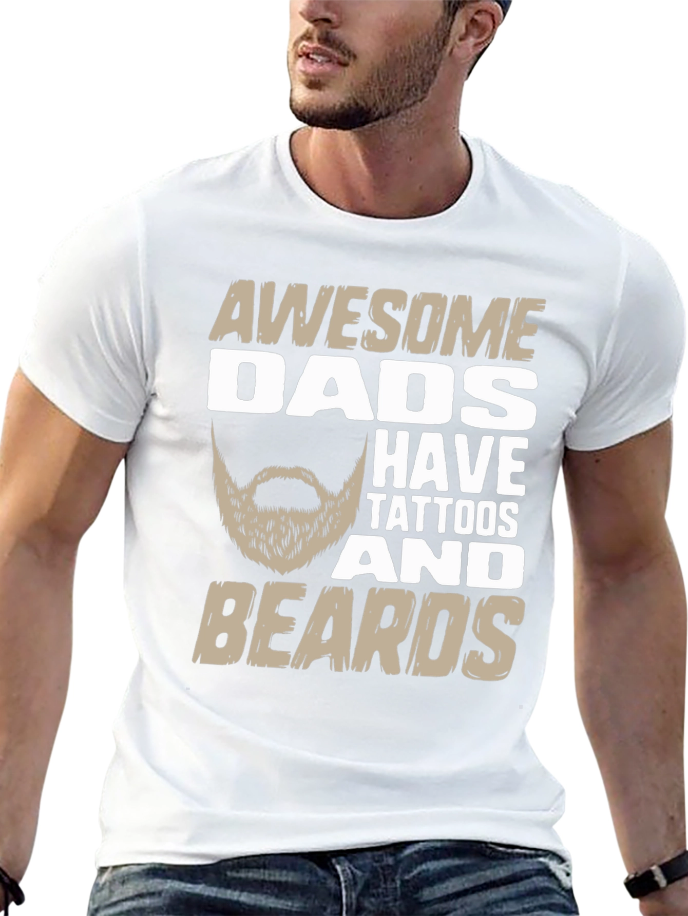 Black Awesome Dads Have Tattoos And Beards T-Shirt view 13