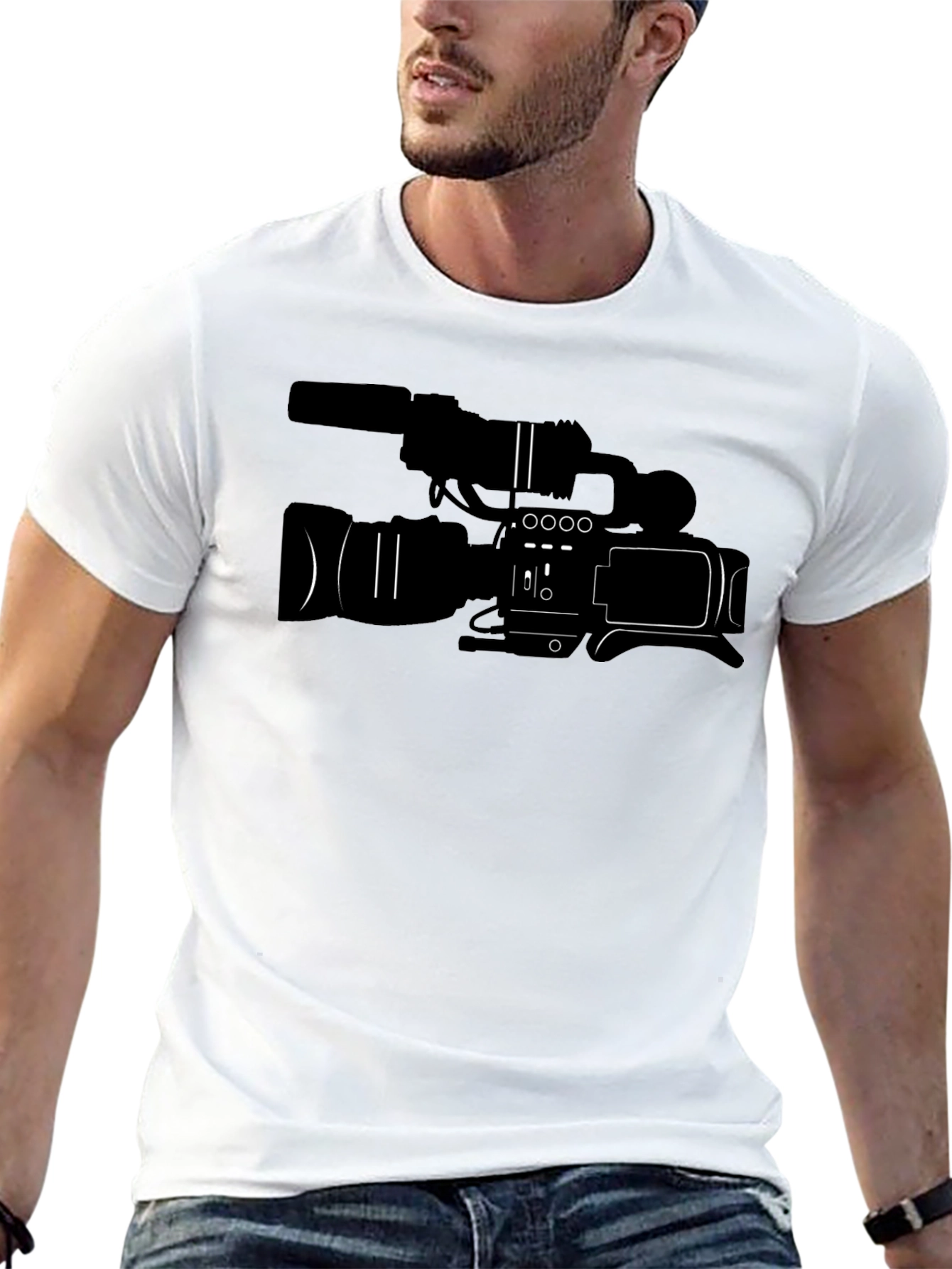 Black Filmmaker's T-Shirt: Camera Graphic Tee view 13