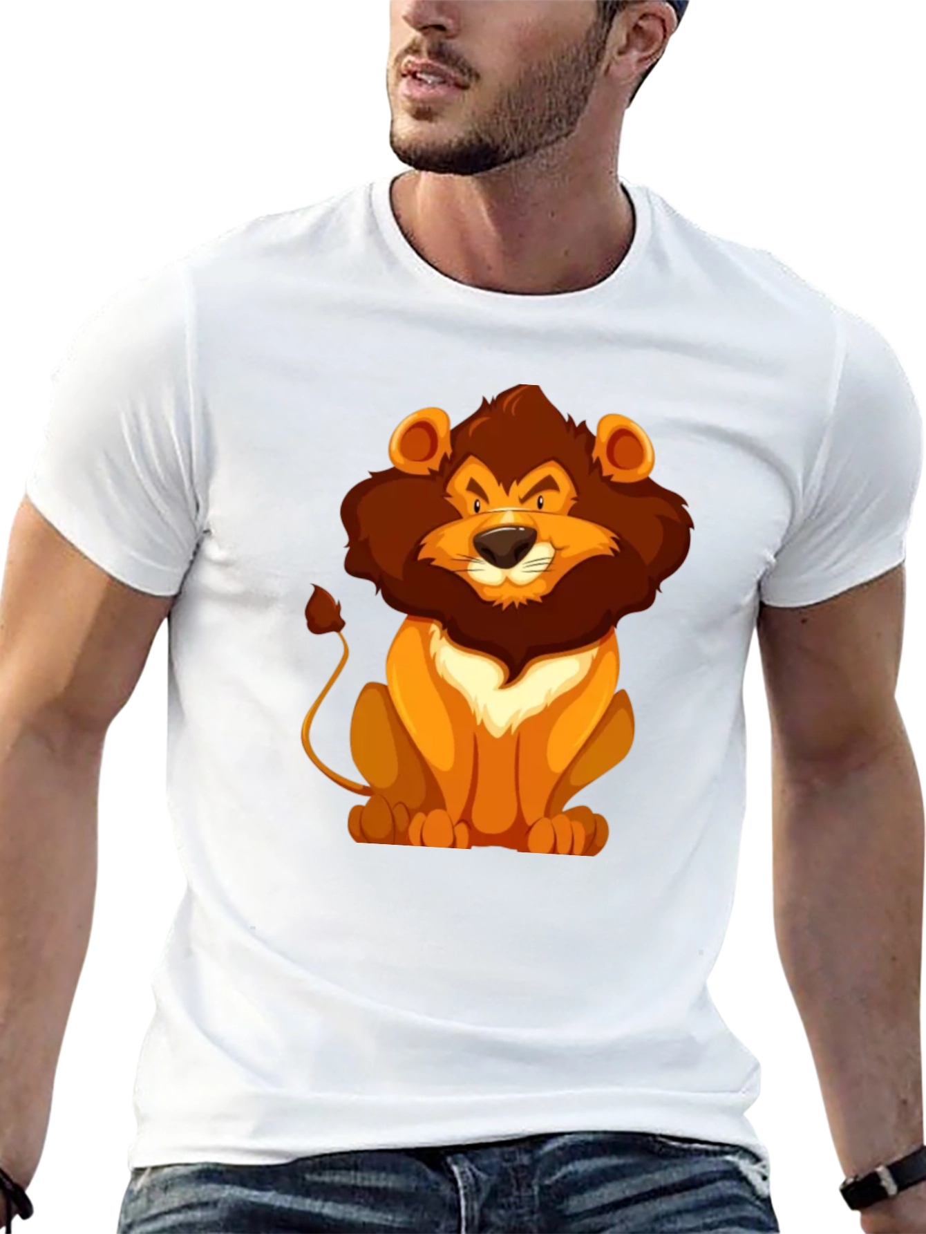 Black Lion Cartoon Graphic Black T-Shirt view 13