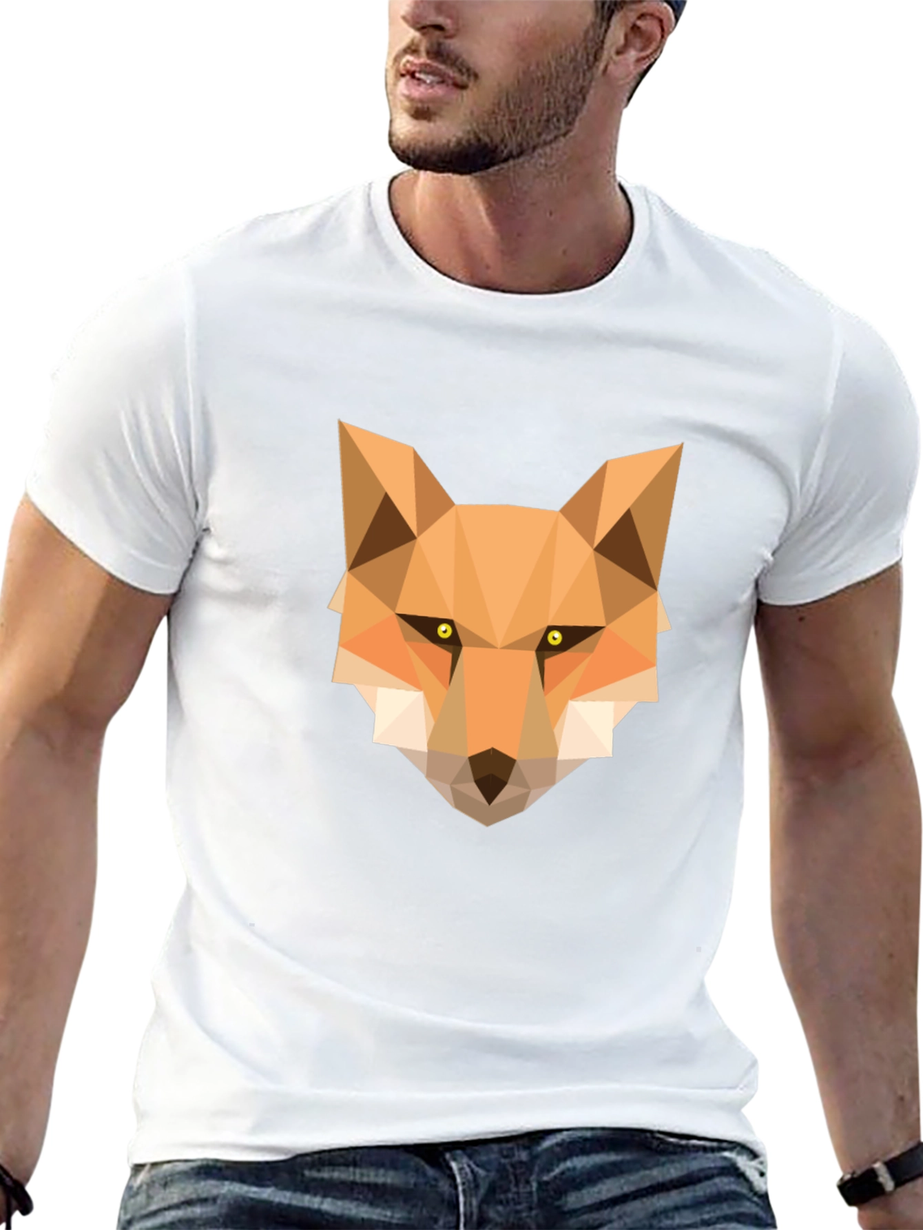 Black Geometric Fox Graphic Tee - Stylish Black T-Shirt view 13