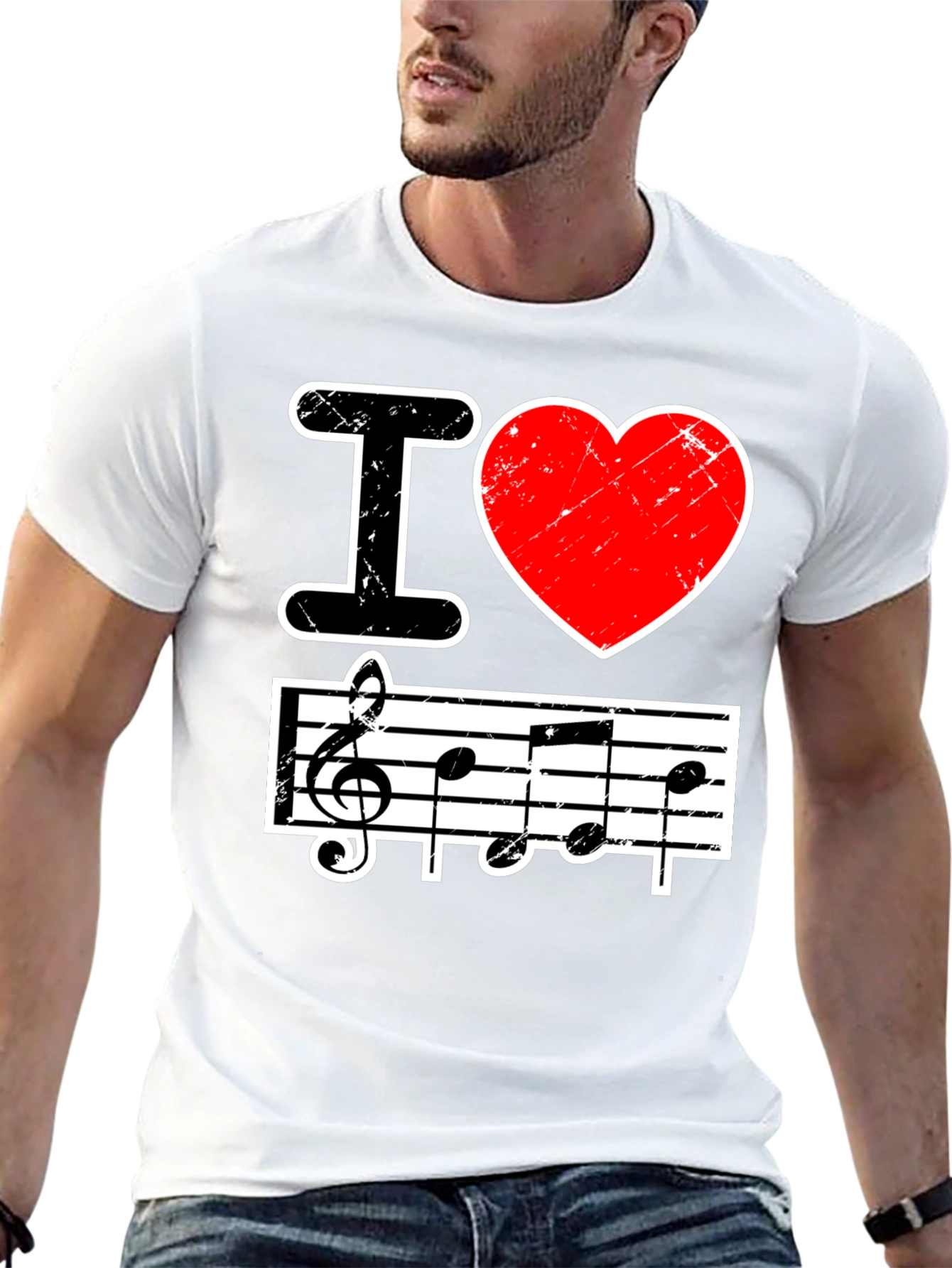 Black I Love Music Black Graphic T-Shirt view 13