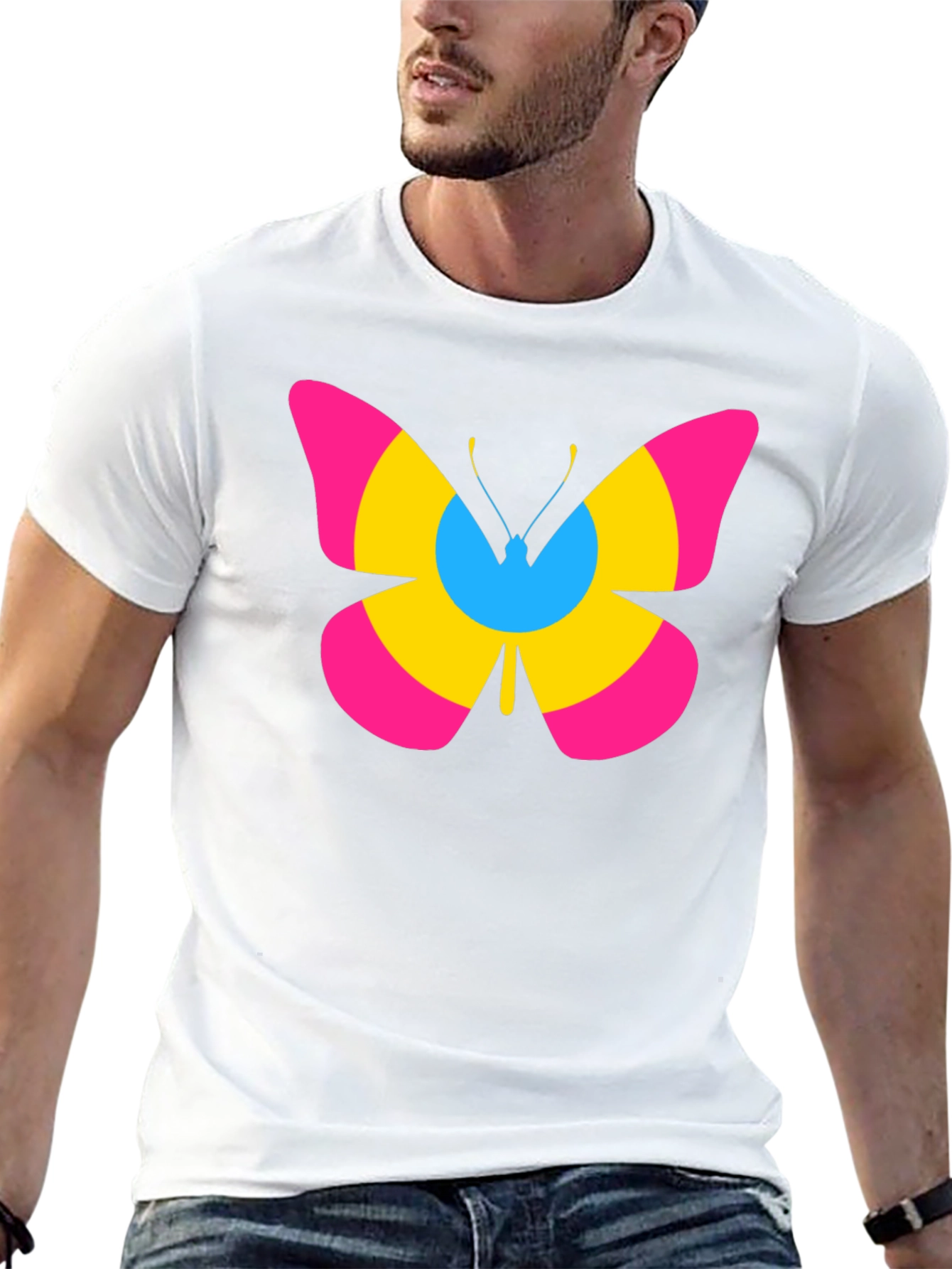Black Pansexual Pride Butterfly Graphic T-Shirt view 13