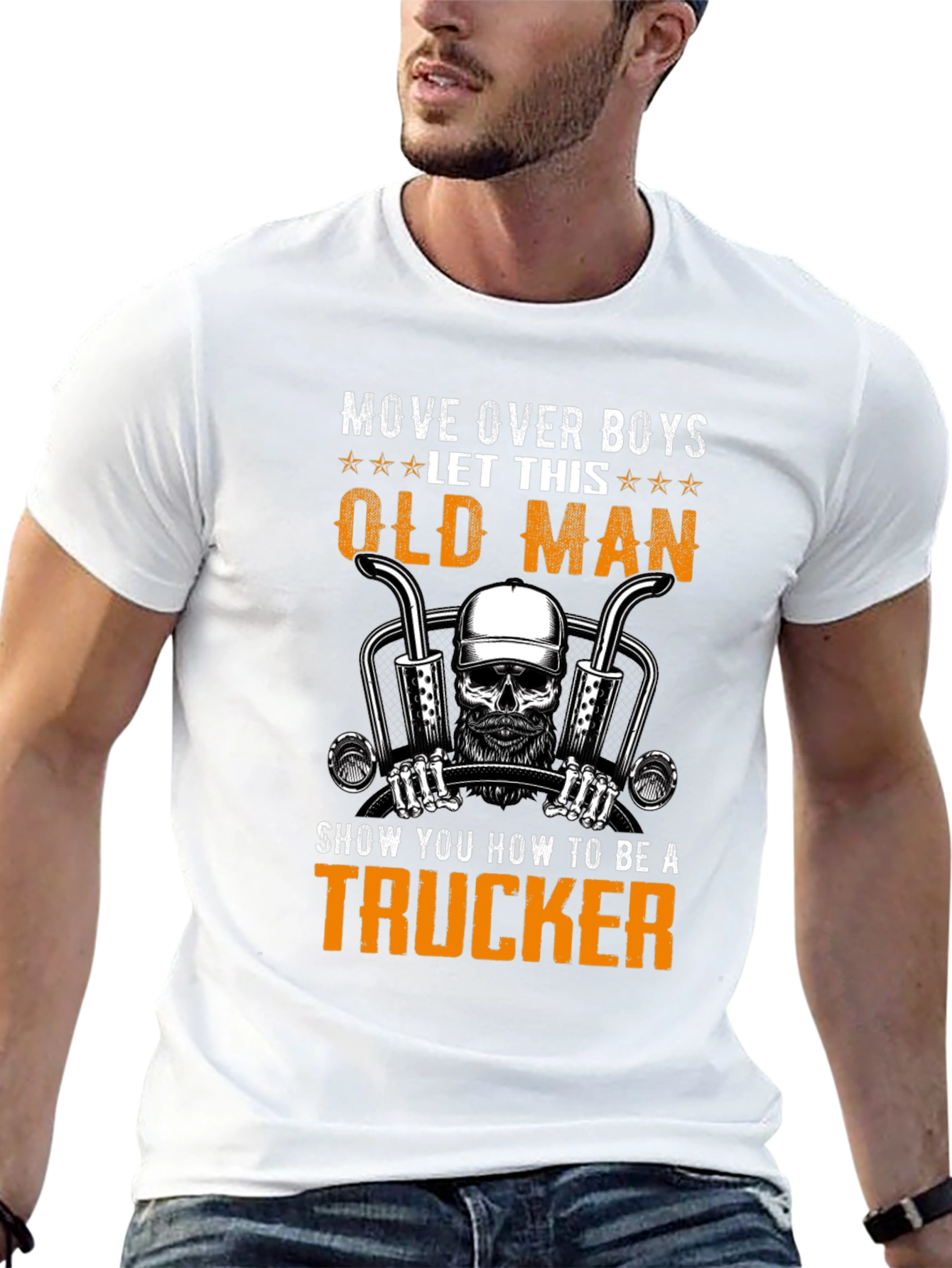 Black Trucker Old Man T-Shirt view 13