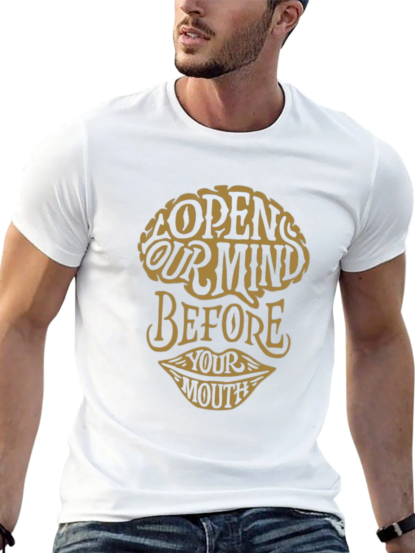 Black Open Your Mind Graphic Tee - Unisex Cotton T-Shirt view 13