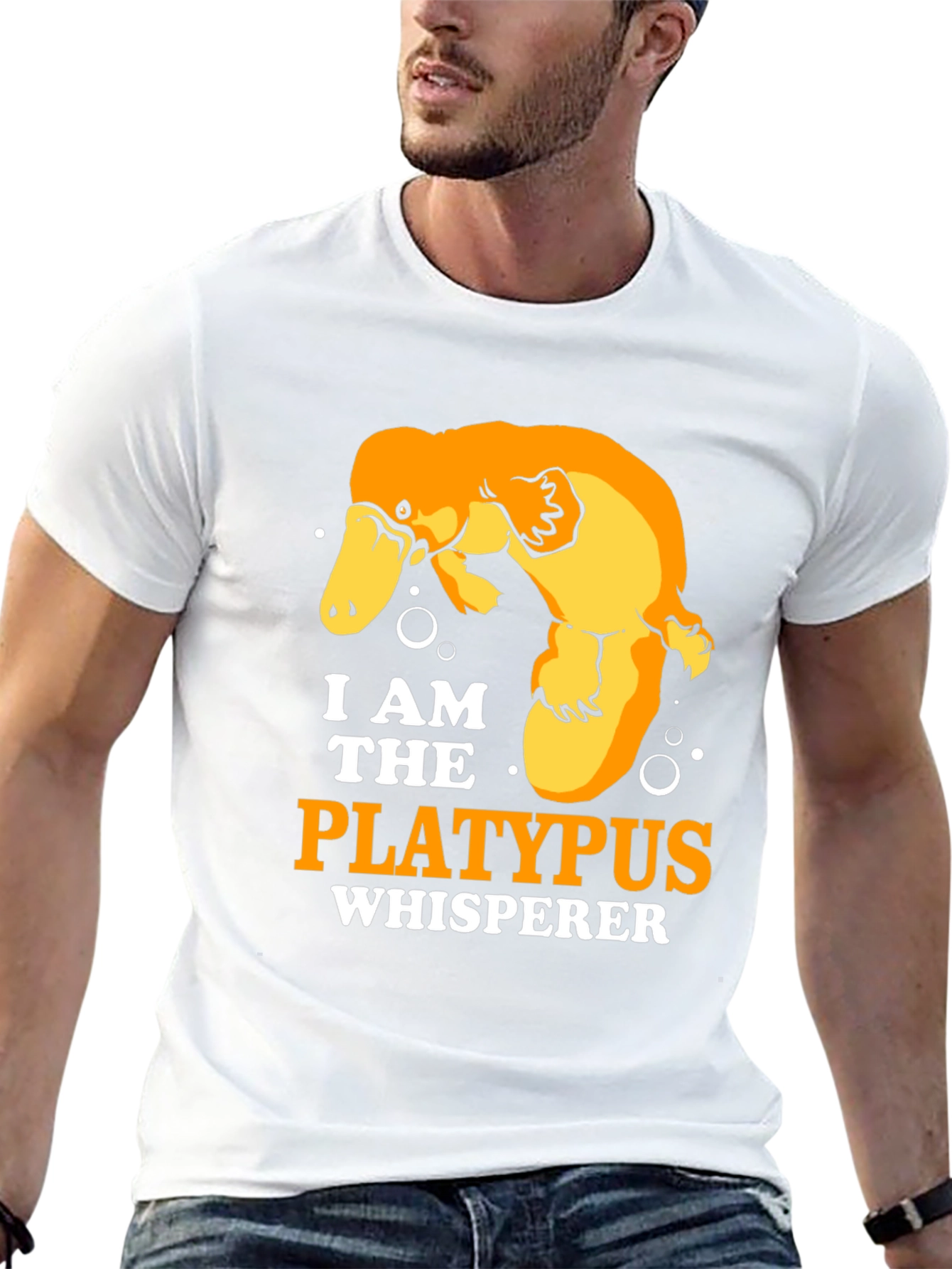 Black Platypus Whisperer T-Shirt, Black Cotton Tee view 13
