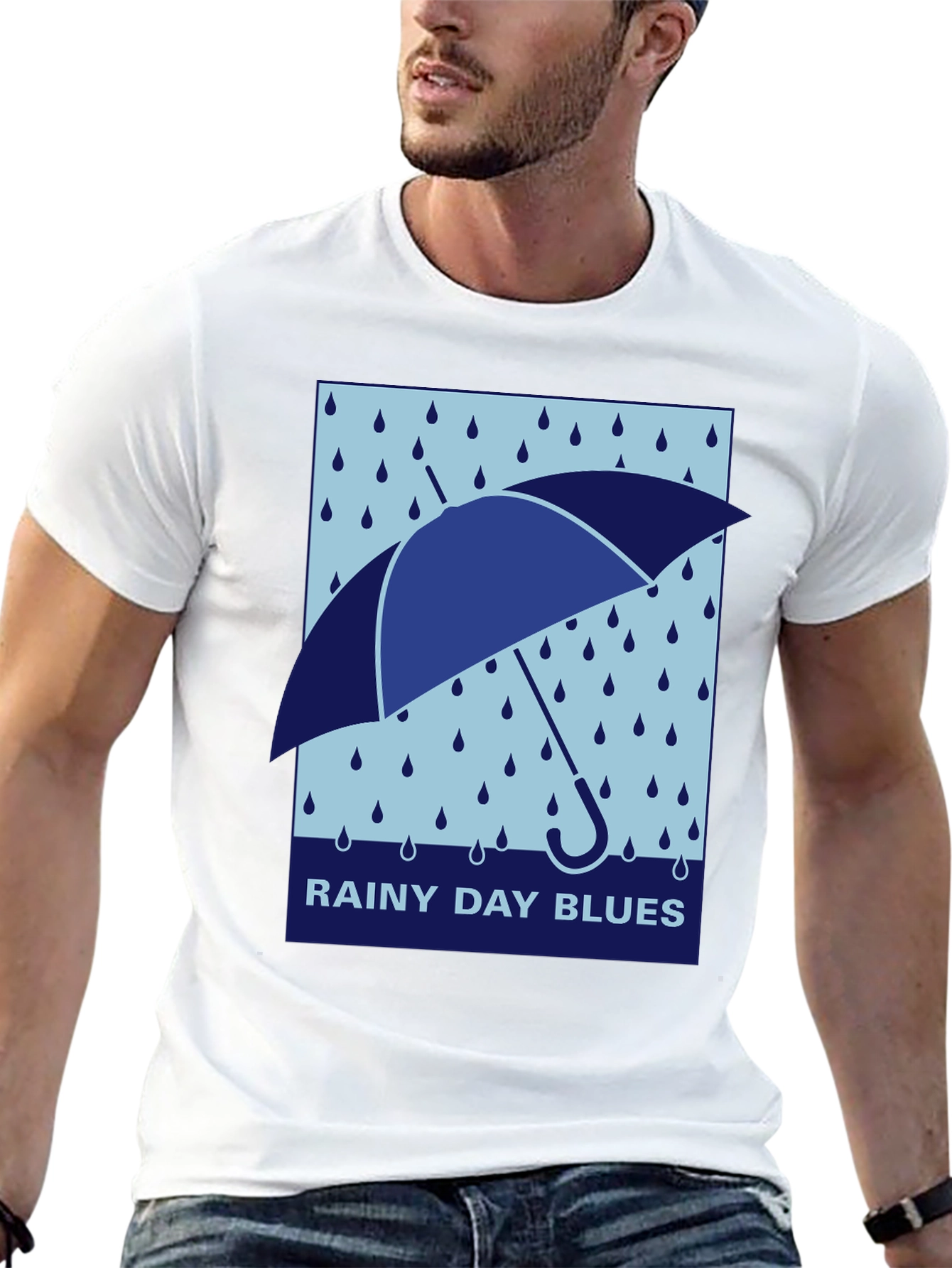 Black Rainy Day Blues Graphic Tee - Stylish & Comfortable view 13