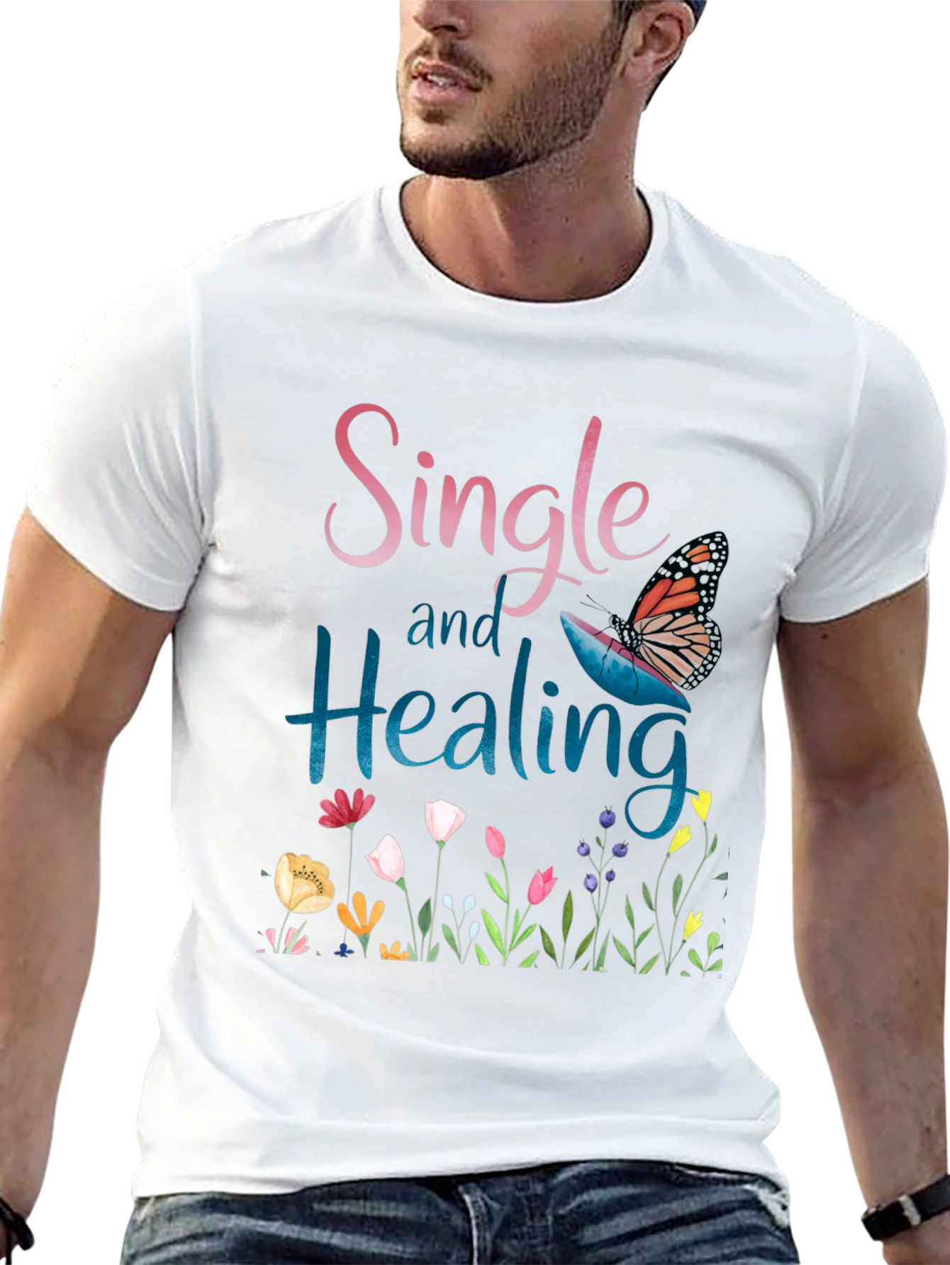 Black Single and Healing Graphic T-Shirt view 13