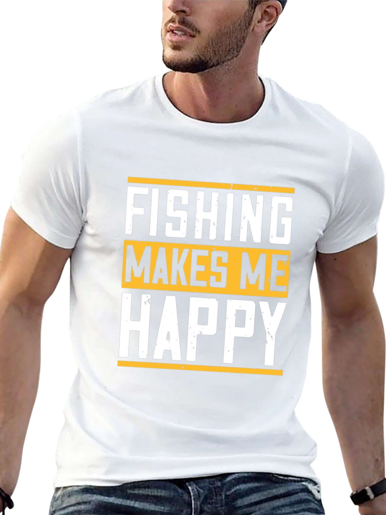 Black Fishing Makes Me Happy Graphic T-Shirt view 13