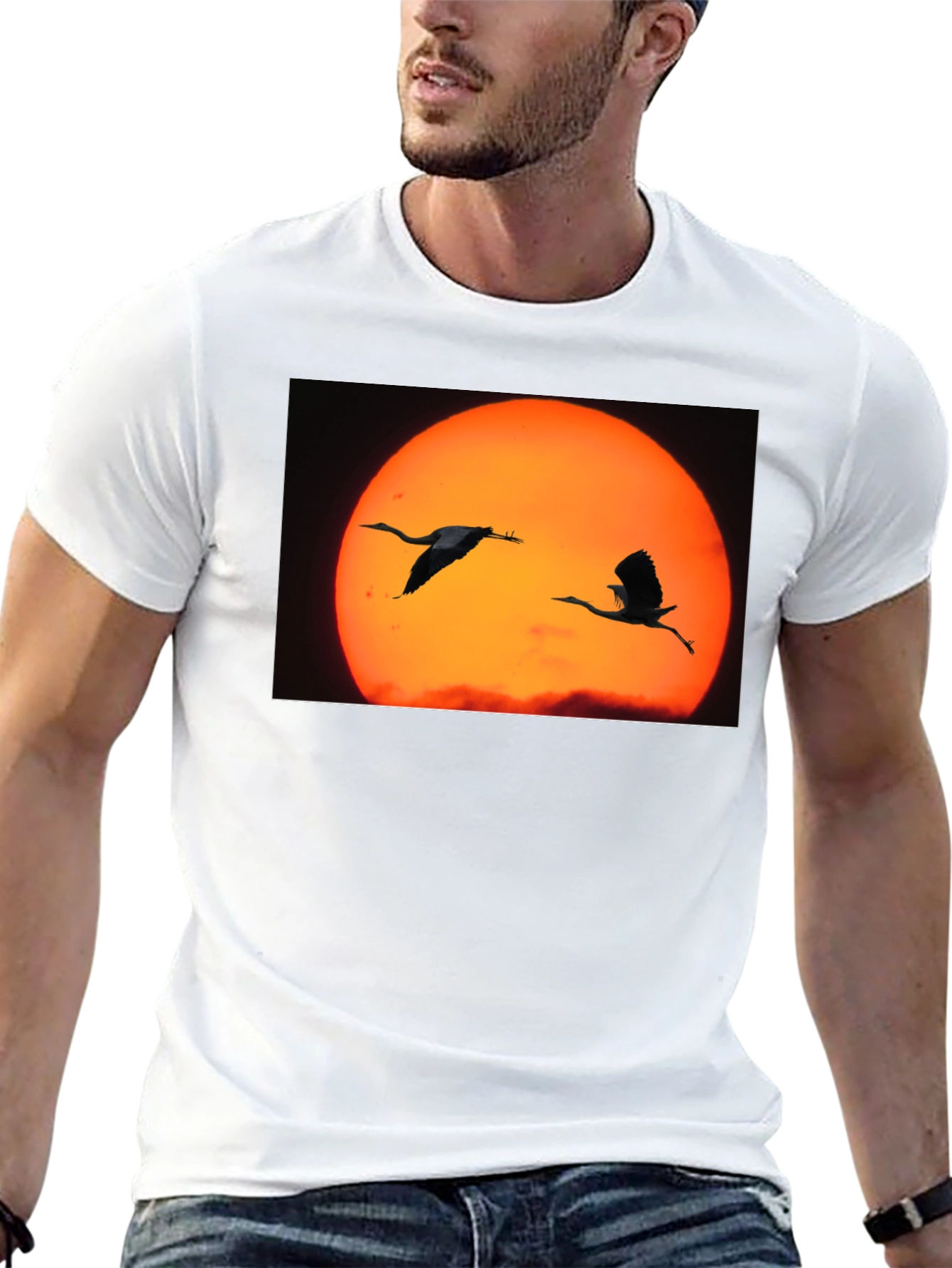 Black Sunset Birds Black T-Shirt view 13