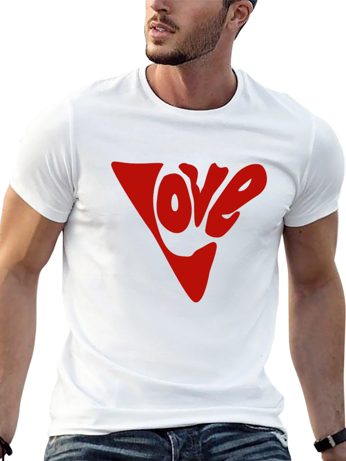 Black Love Graphic Tee - Red Inverted Triangle Print view 13