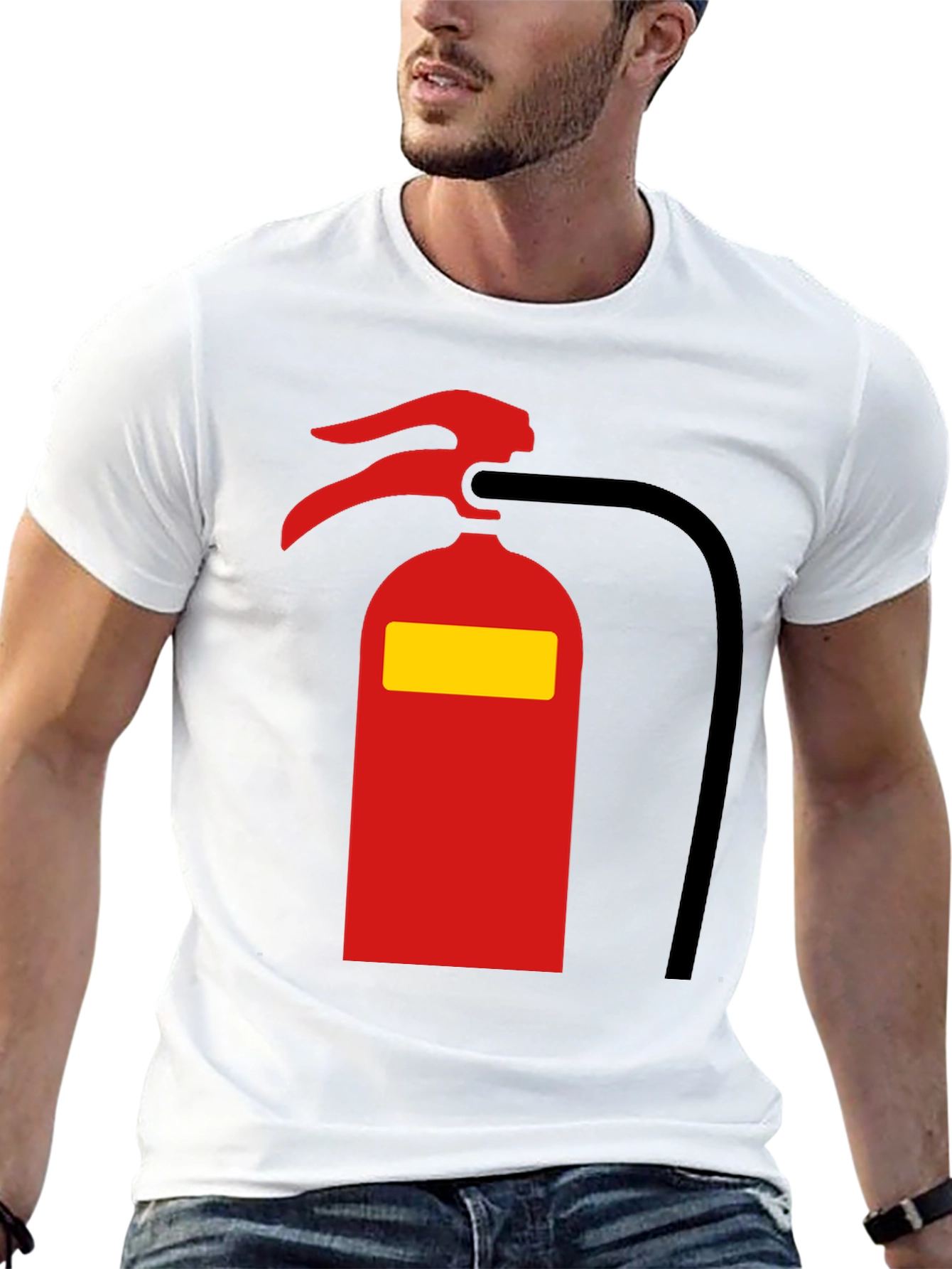 Black Fire Extinguisher Graphic Tee - Novelty T-Shirt view 13