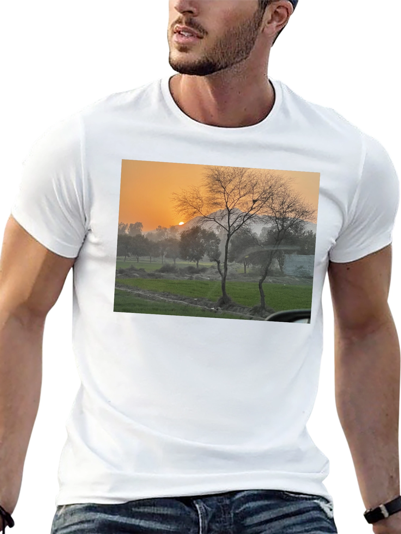 Black Nature Scene Black T-Shirt view 13