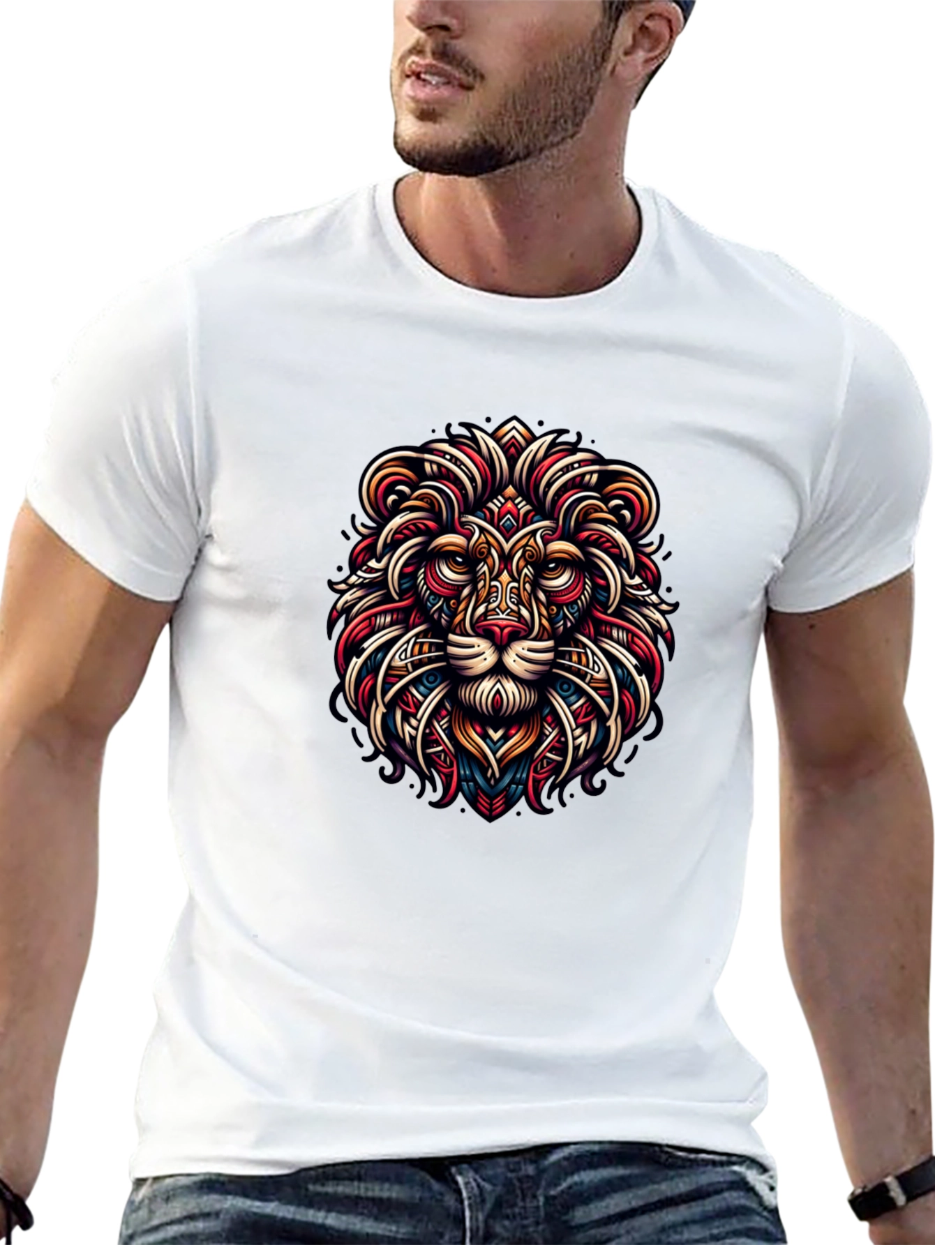 Black Lion Art Graphic Black Tee view 13