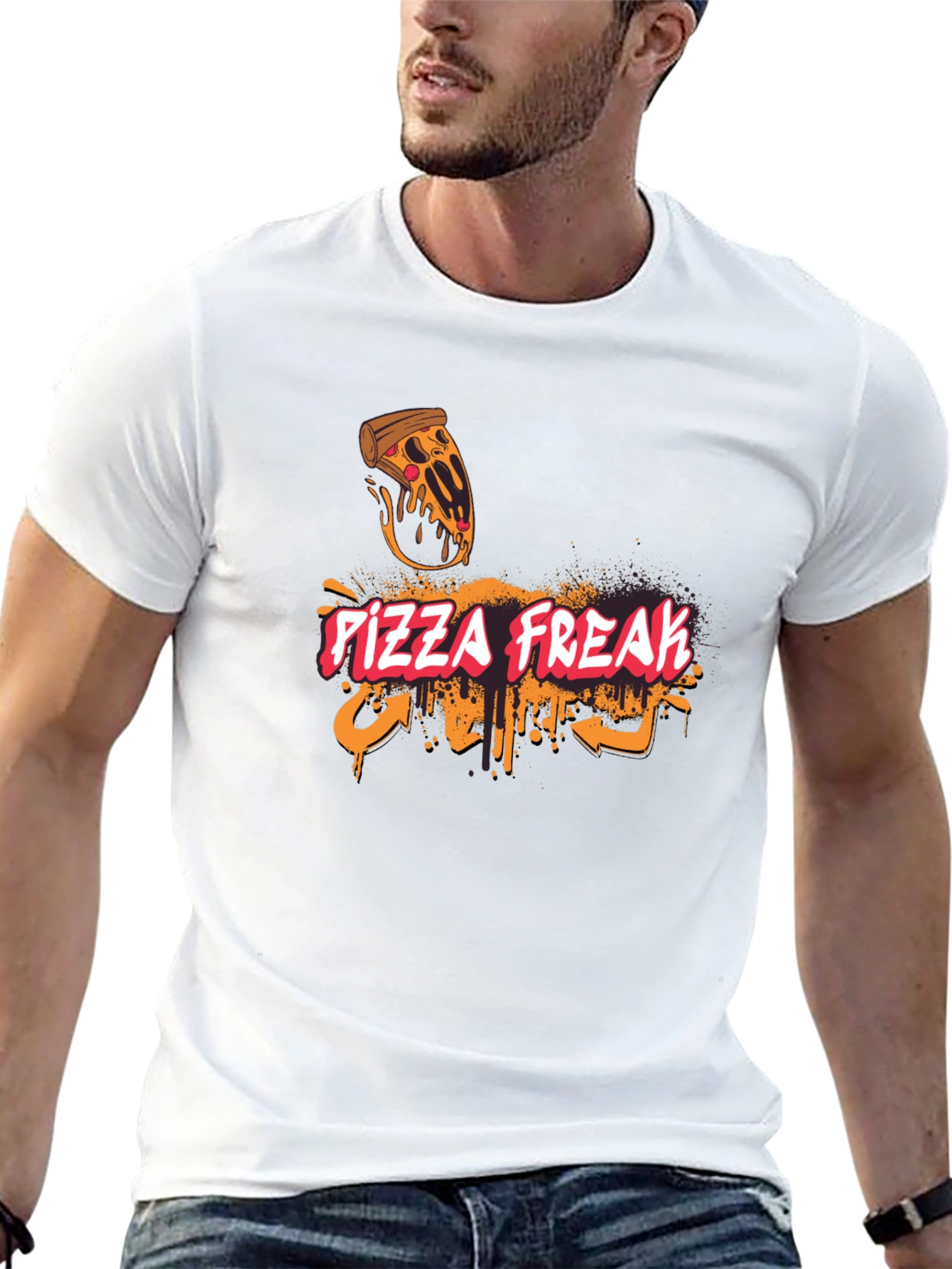 Black Pizza Freak Graphic T-Shirt - Unique Design view 13