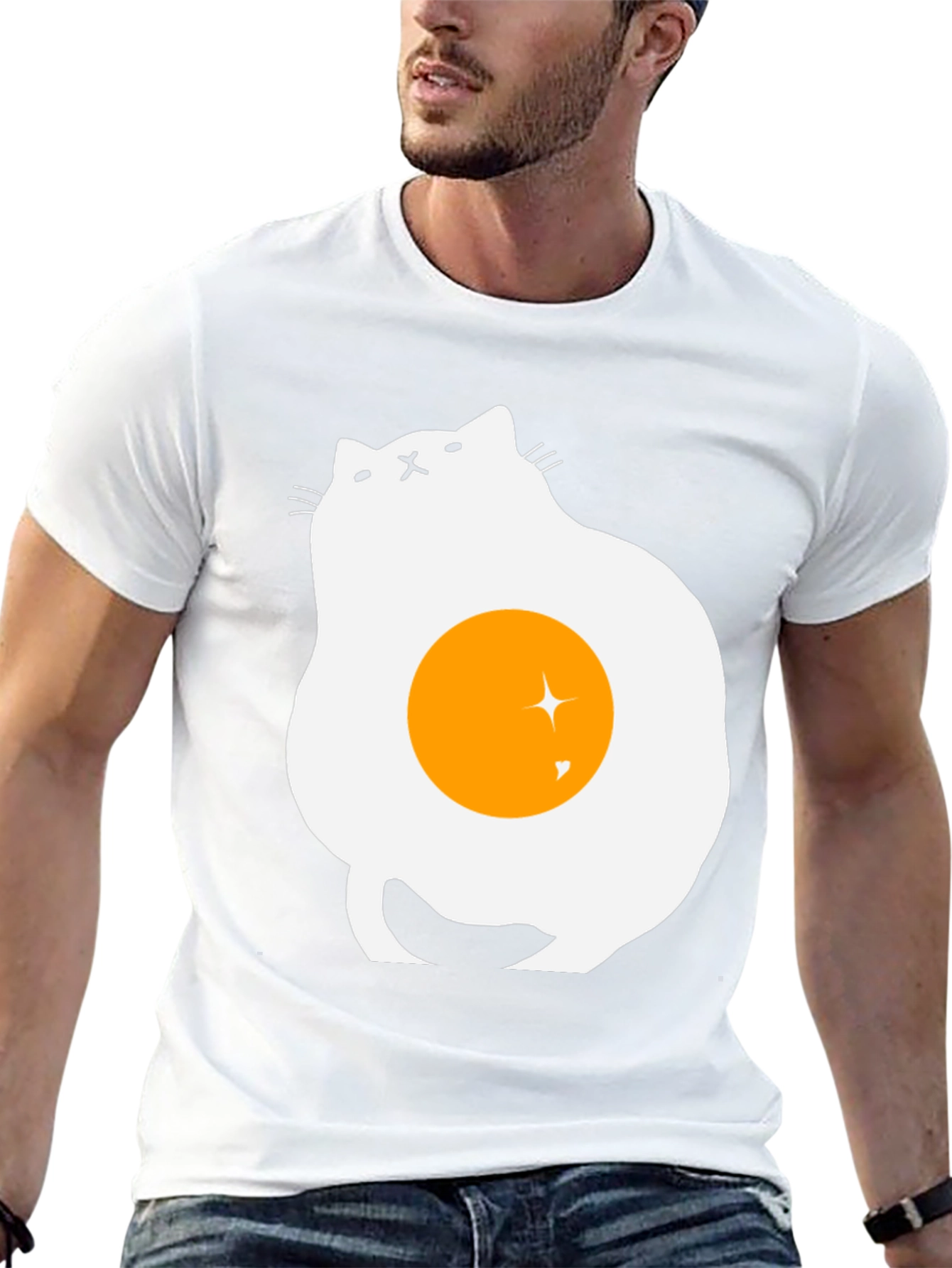 Black Egg Cat Graphic T-Shirt - Unique Design view 13