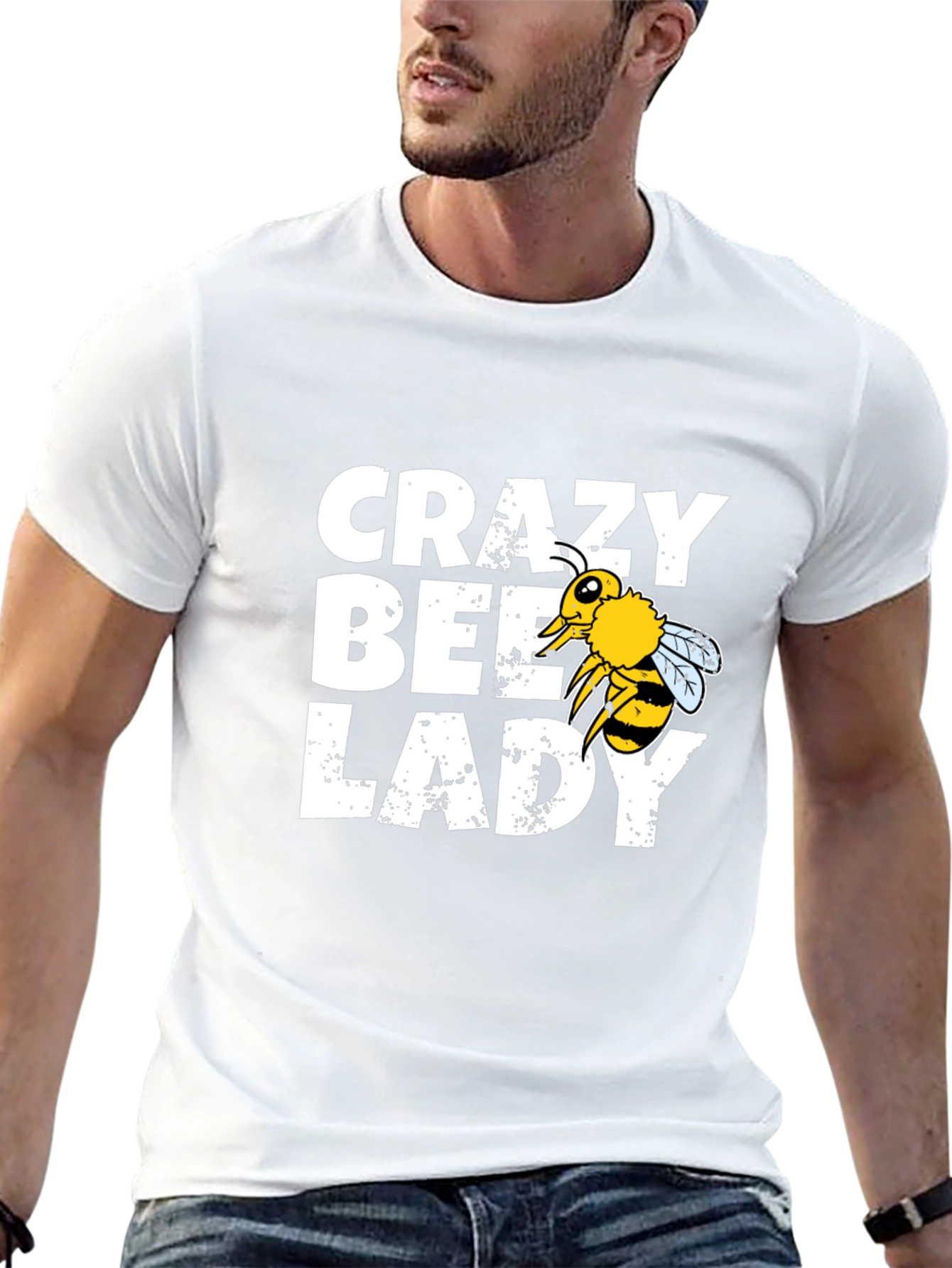 Black Crazy Bee Lady Graphic Tee - Black Cotton Blend view 13