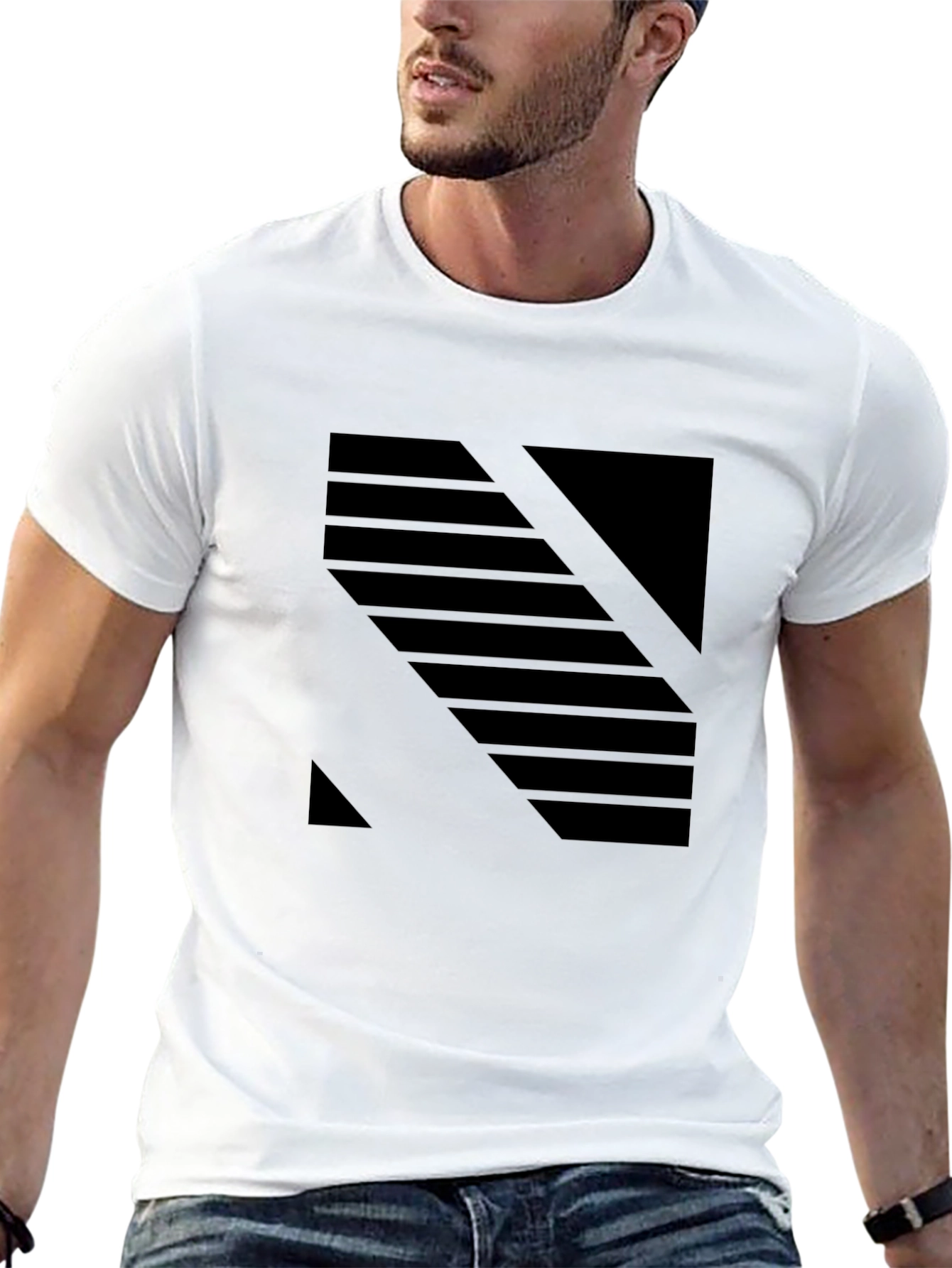 Black Modern Graphic Print Black T-Shirt view 13