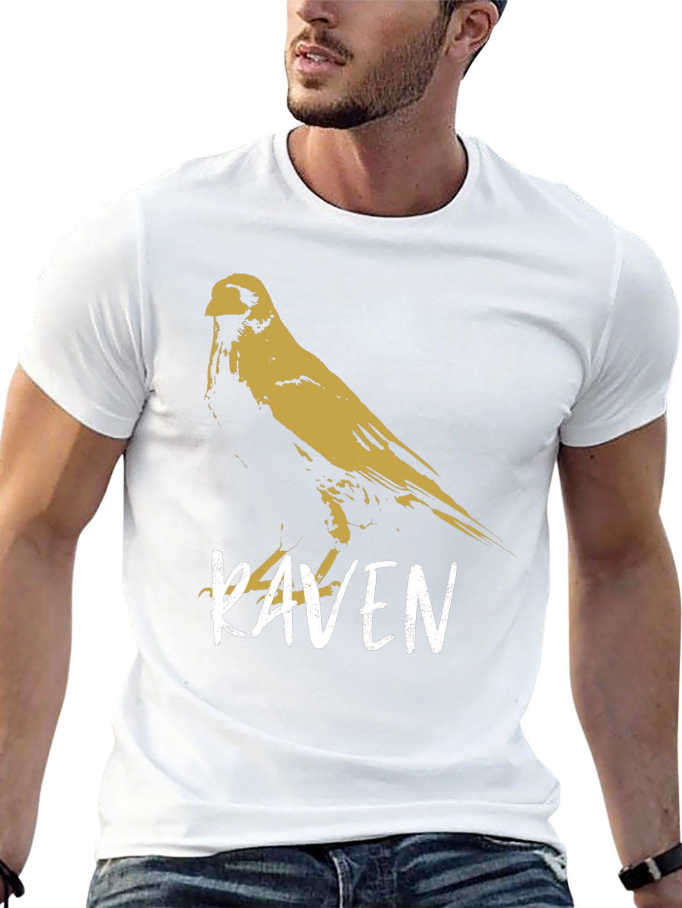 Black Raven Graphic T-Shirt - Stylish Bird Design view 13