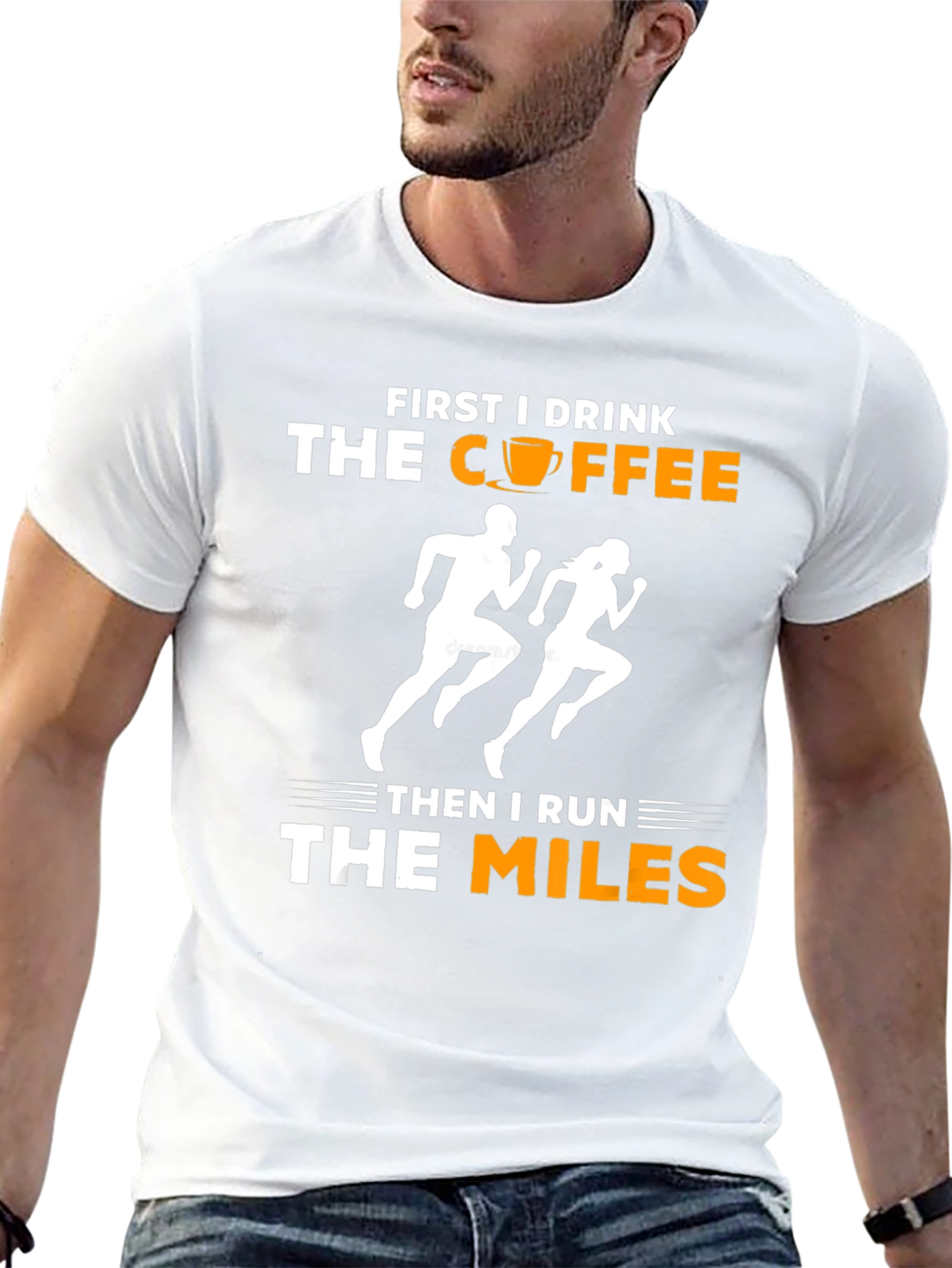 Black First I Drink Coffee Then I Run T-Shirt view 13
