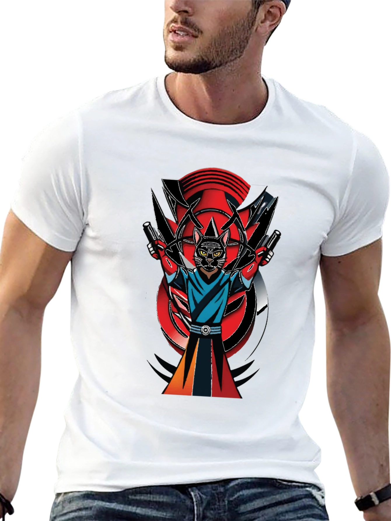 Black Black Cat Ninja Graphic T-Shirt view 13