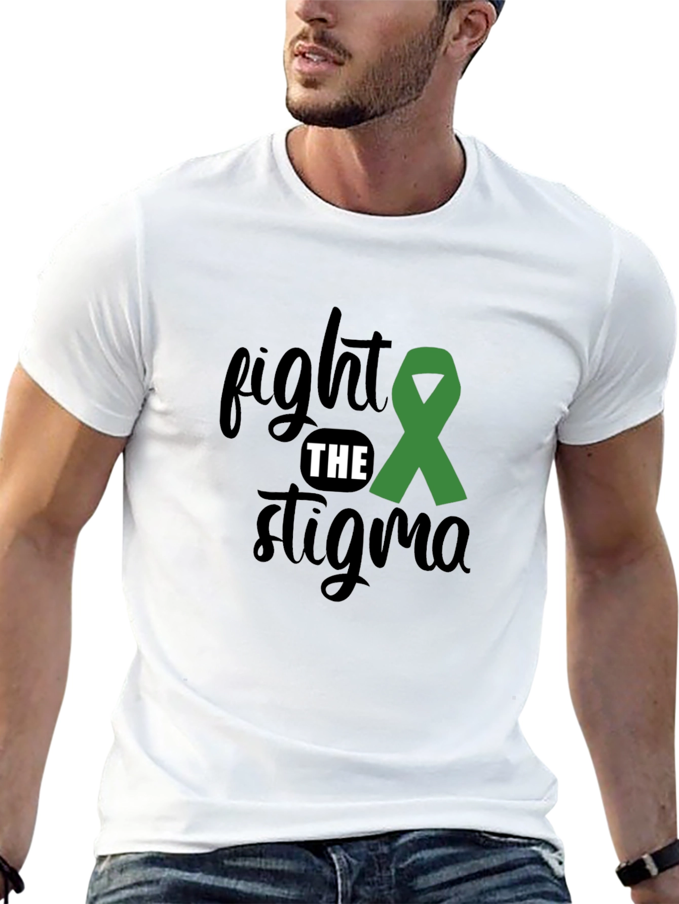 Black Fight the Stigma Awareness T-Shirt view 13