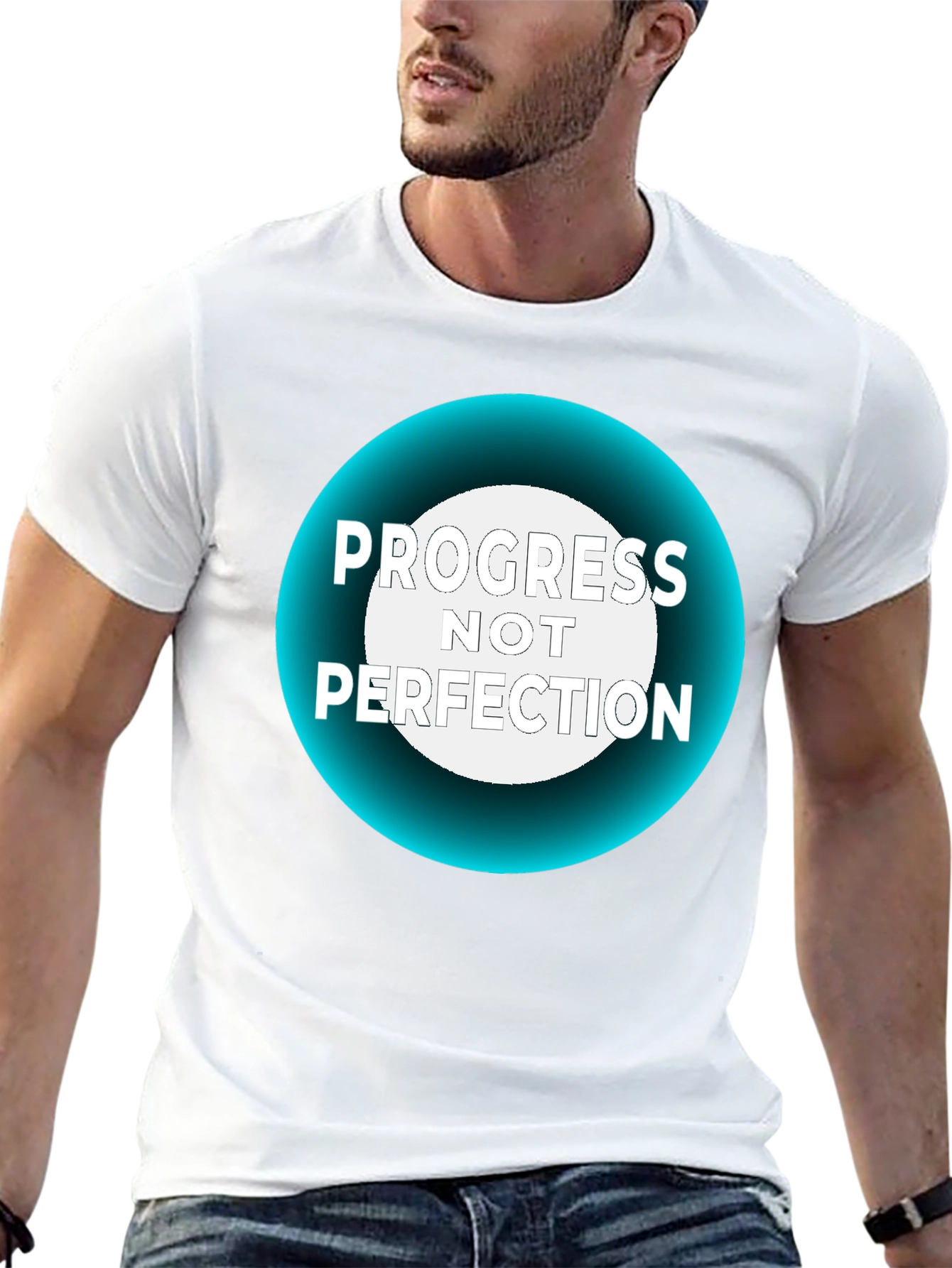 Black Progress Not Perfection Black T-Shirt view 13