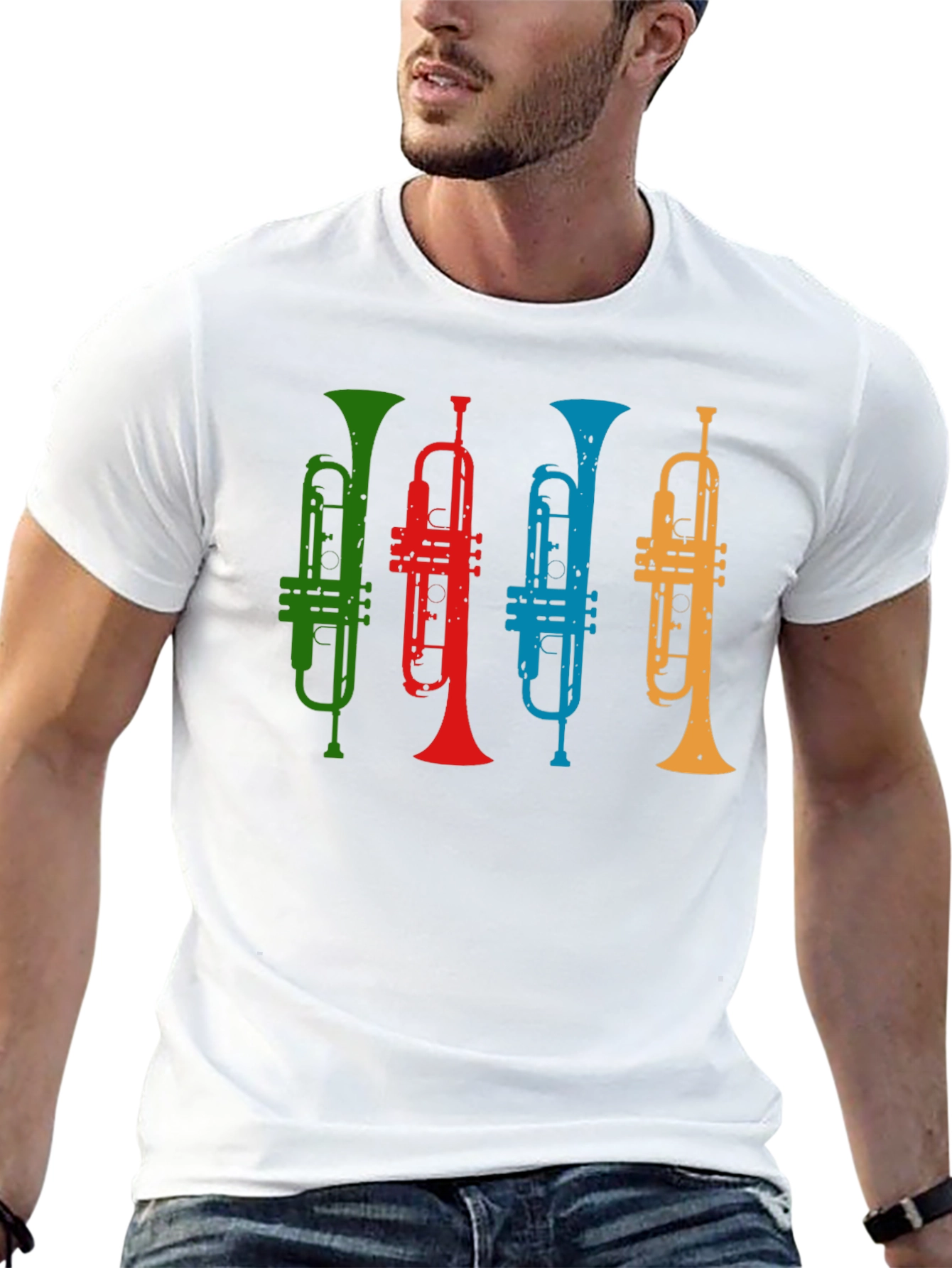 Black Colorful Trumpet T-Shirt - Music Lover Tee view 13
