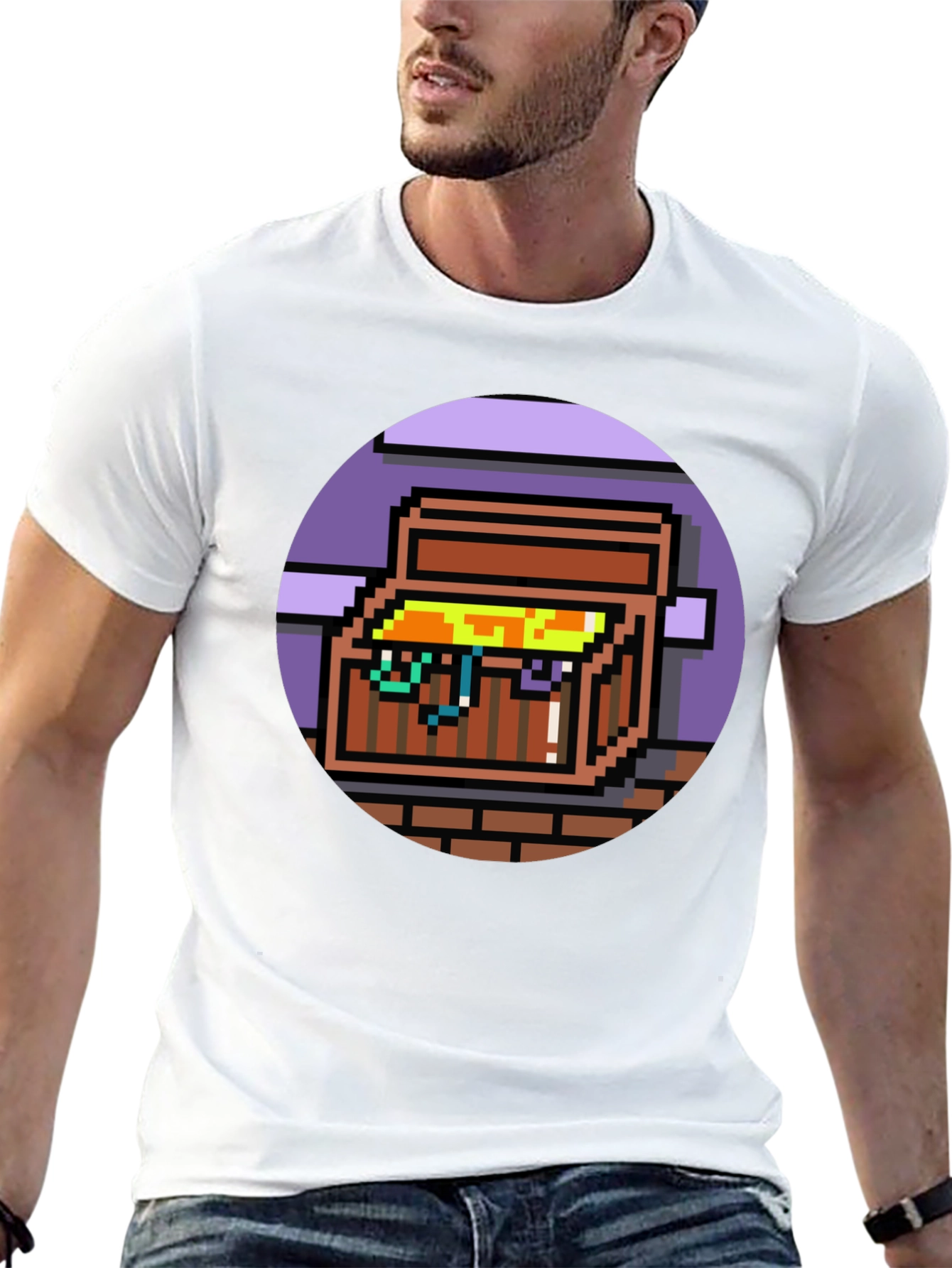 Black Pixelated Treasure Chest Graphic Tee view 13