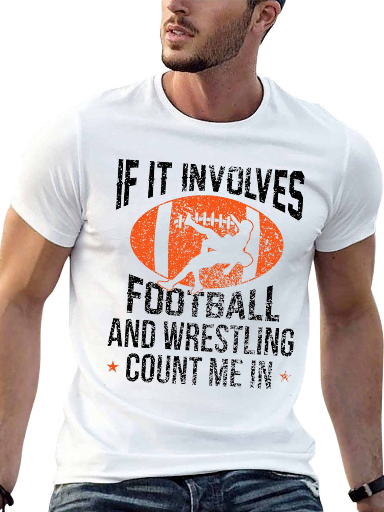 Black Football & Wrestling Graphic Tee view 13