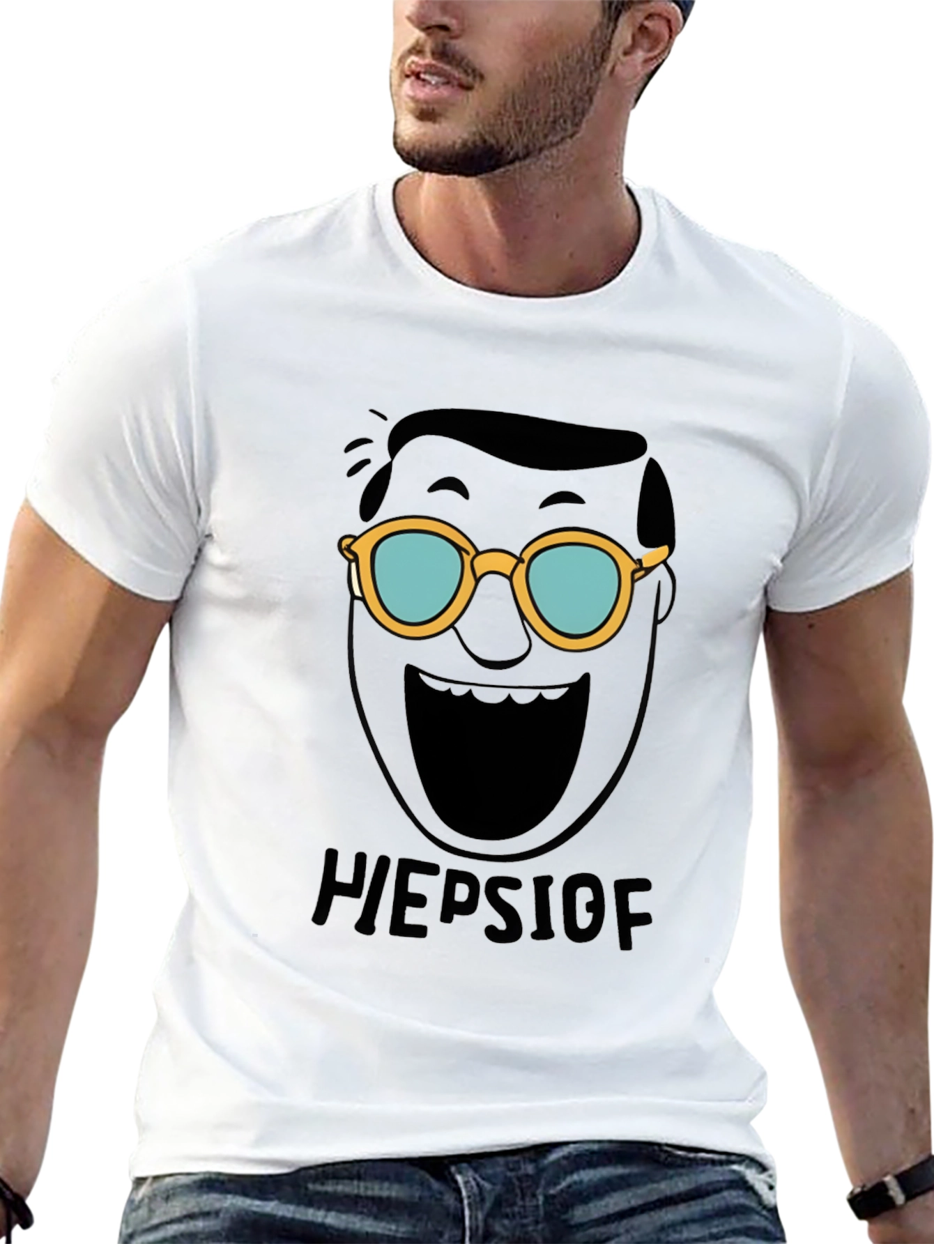 Black Heepslof Tee: Bold Graphic Print Black T-Shirt view 13