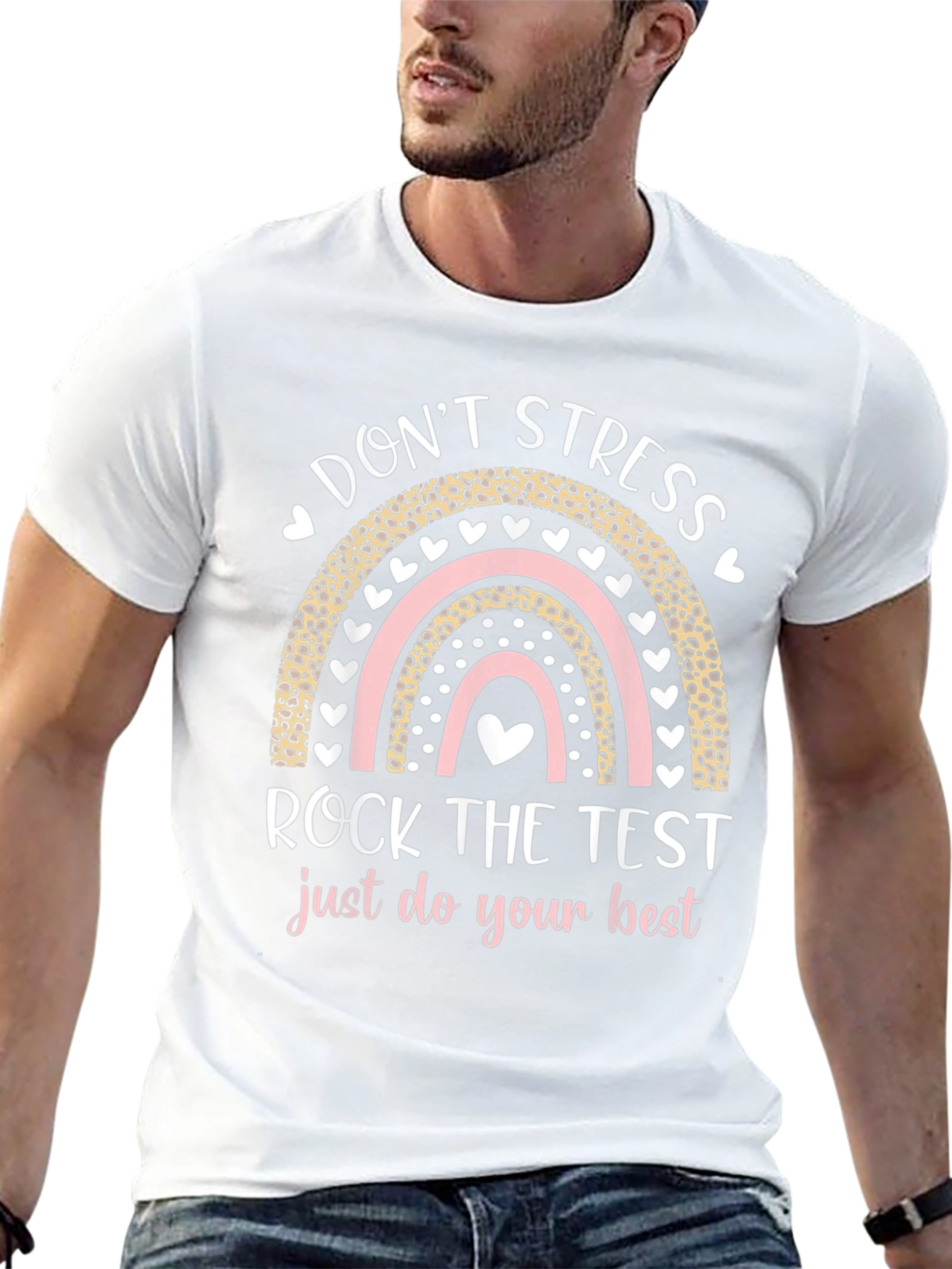 Black Don't Stress Rock the Test Graphic T-Shirt view 13