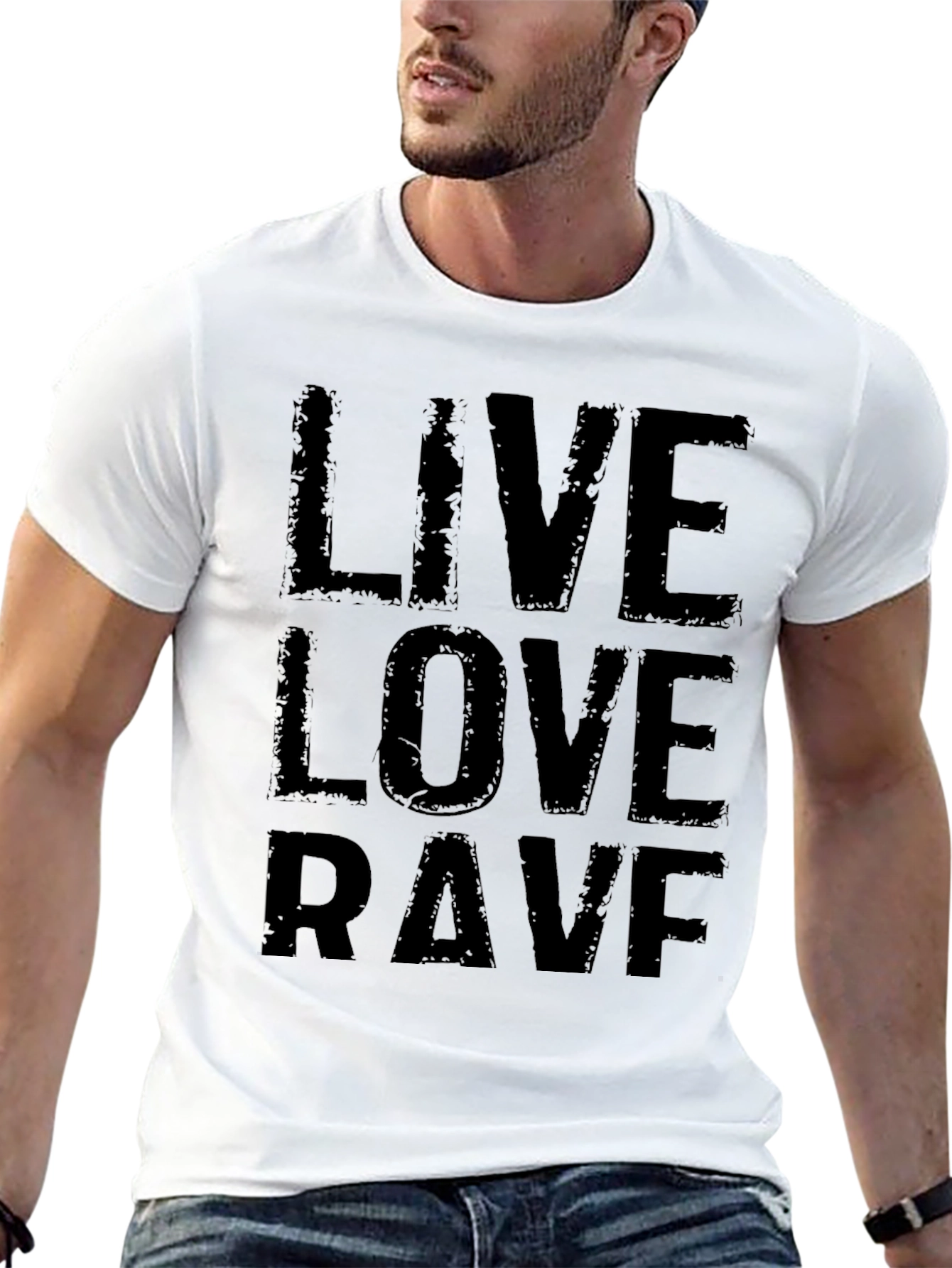 Black Live Love Rave Black Graphic T-Shirt view 13