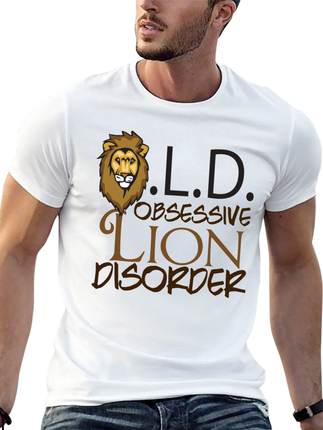 Black Obsessive Lion Disorder Graphic T-Shirt view 13