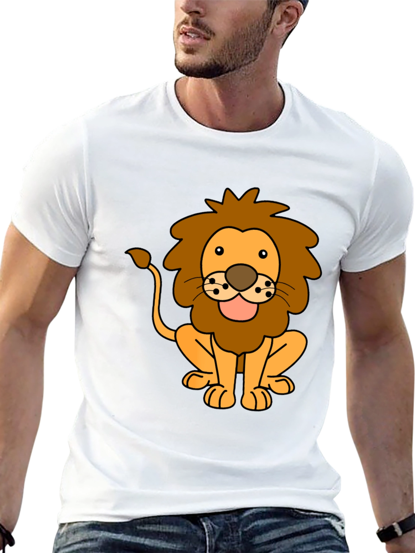 Black Lion Cartoon Black T-Shirt view 13