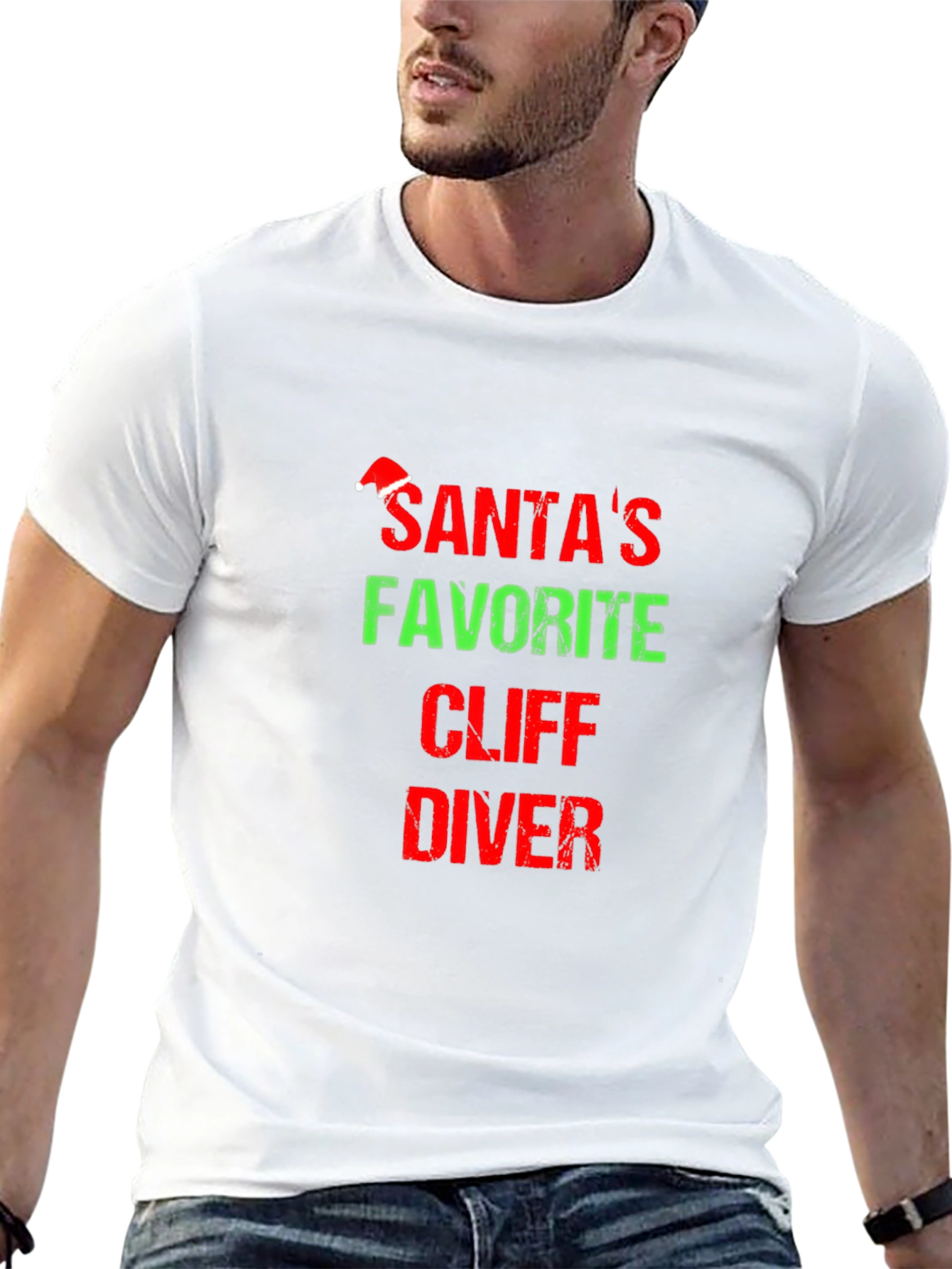 Black Santa's Favorite Cliff Diver T-Shirt Holiday Tee view 13