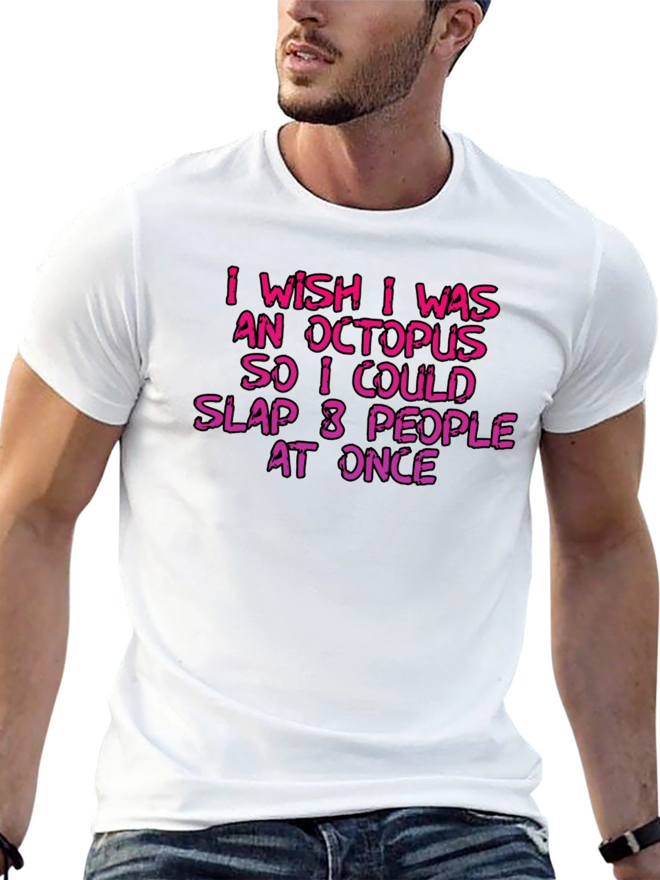 Black Octopus Slap Graphic T-Shirt - Funny Novelty Tee view 13