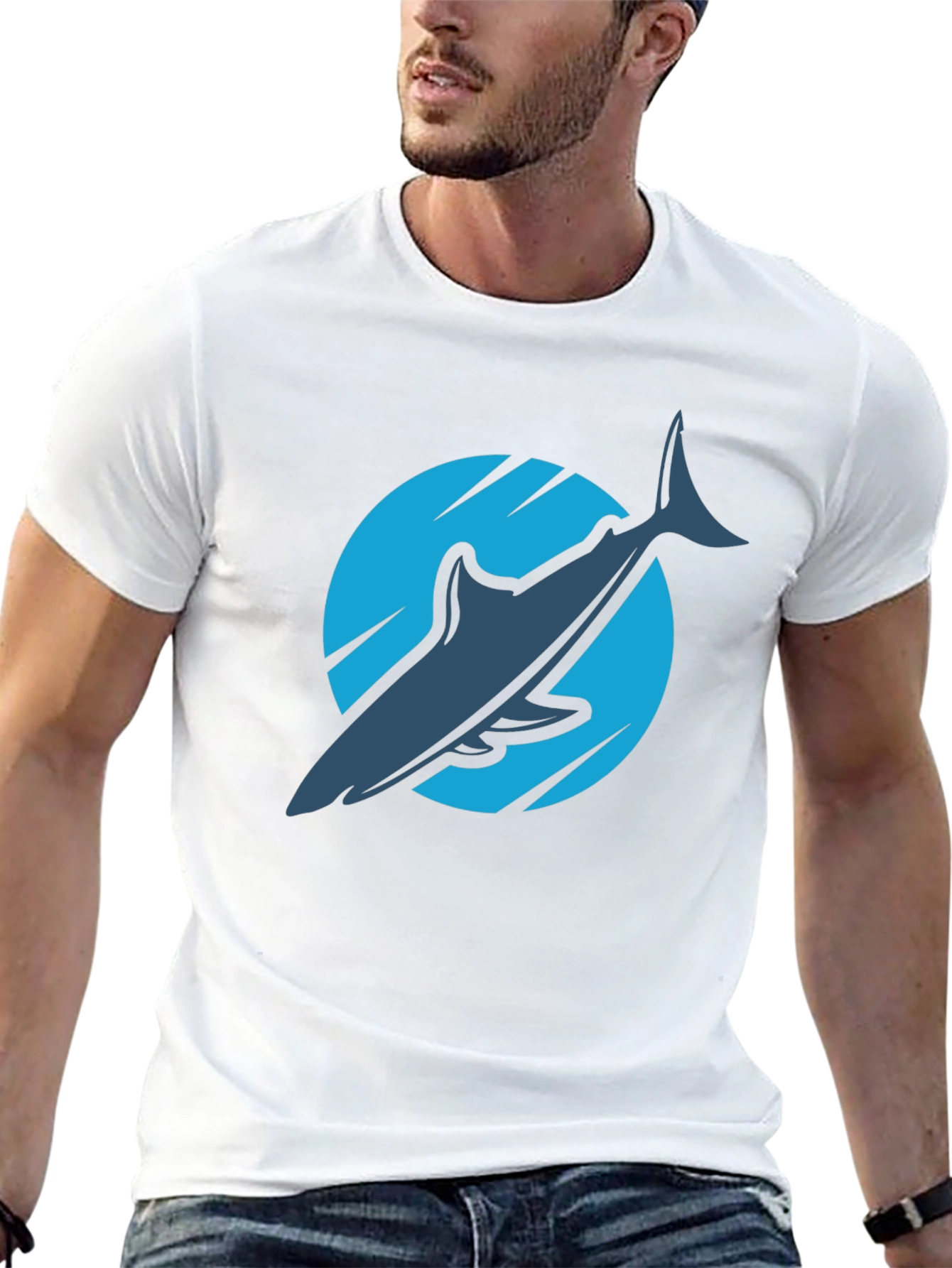 Black Shark Graphic T-Shirt - Men's Black Tee view 13